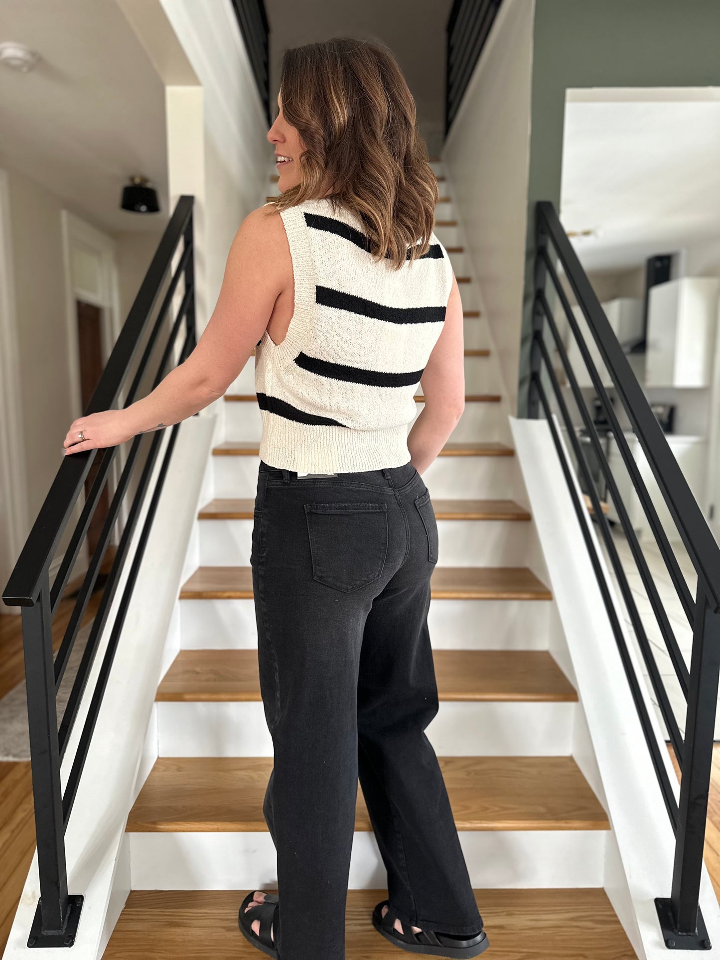 KanCan Abby Mid Rise Black Wide Leg Jeans