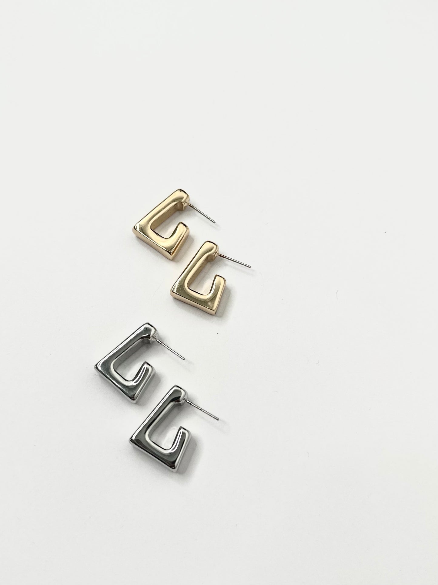 Trapezoid Metal Hoop Earrings