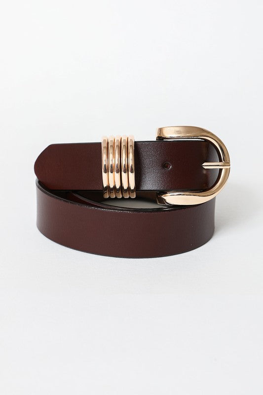 Four Accent Ring Gold Buckle Belt