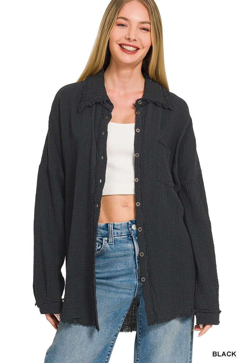Gauze Oversized Button Shirt
