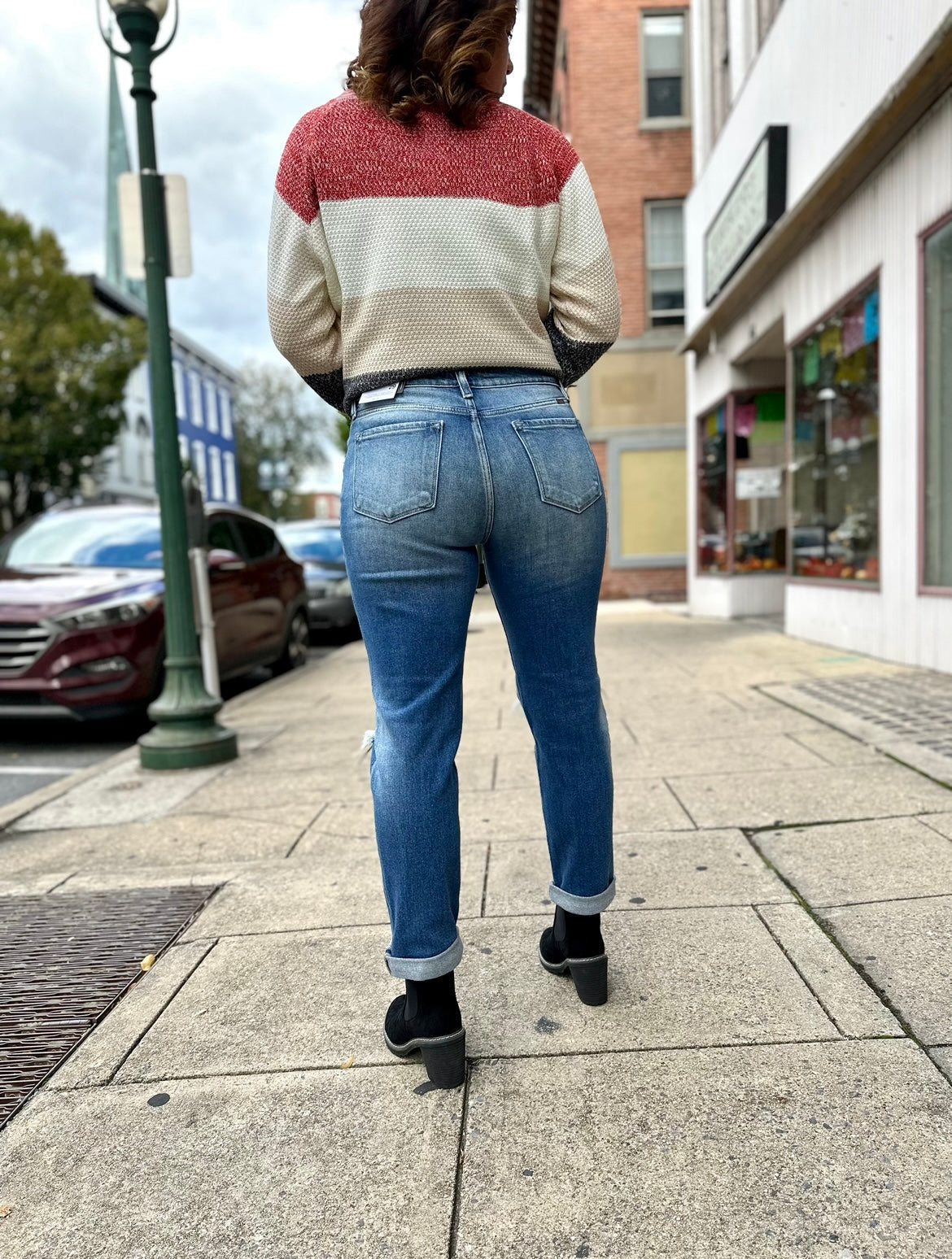 Kancan Alice High Rise Hem Detail Slim Straight Jeans