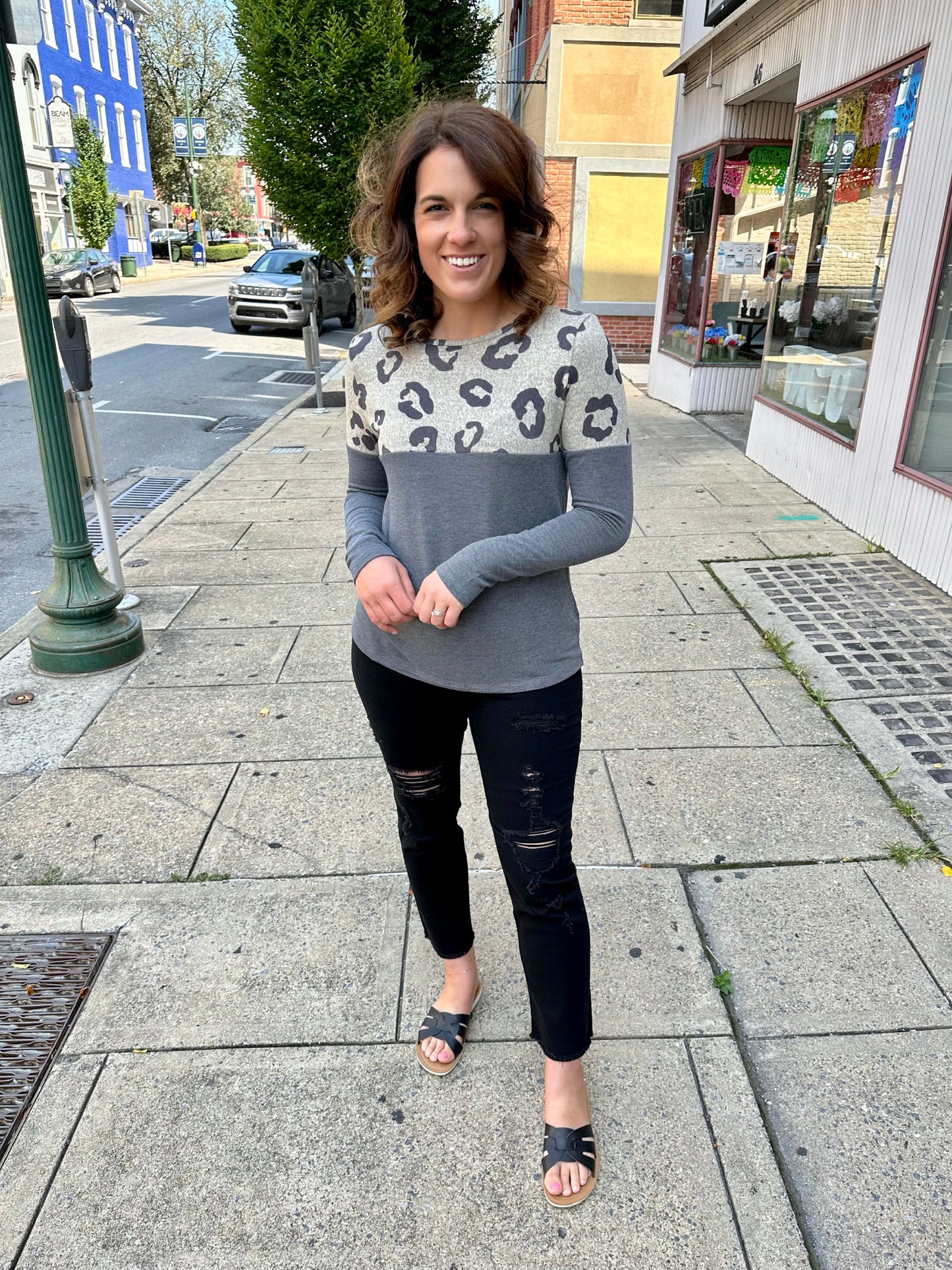 Dixon Leopard Long Sleeve Top