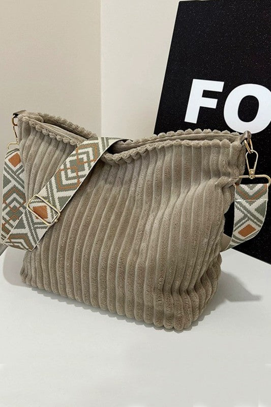 Corduroy Tote Bag with Guitar Strap