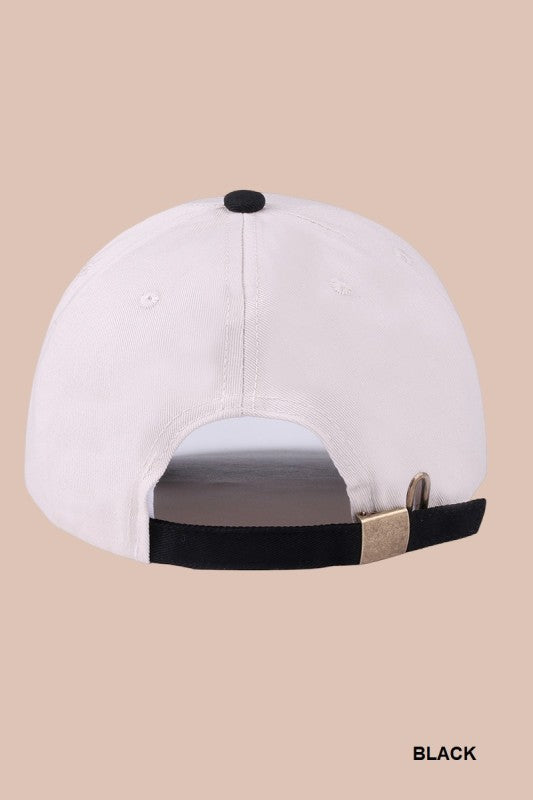 Coquette Bow Two-Tone Canvas Cotton Ball Hat