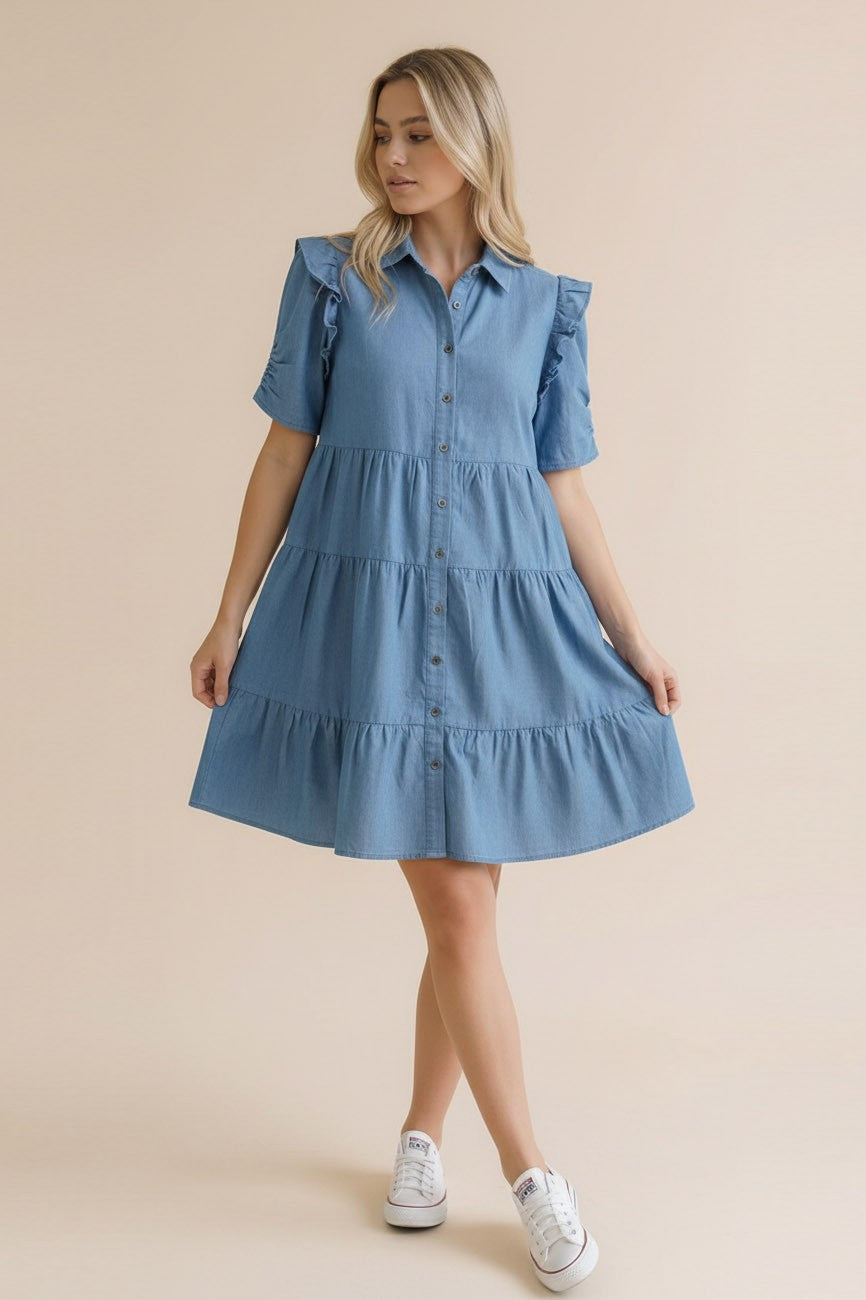 Dundalk Collared Ruffle Dress