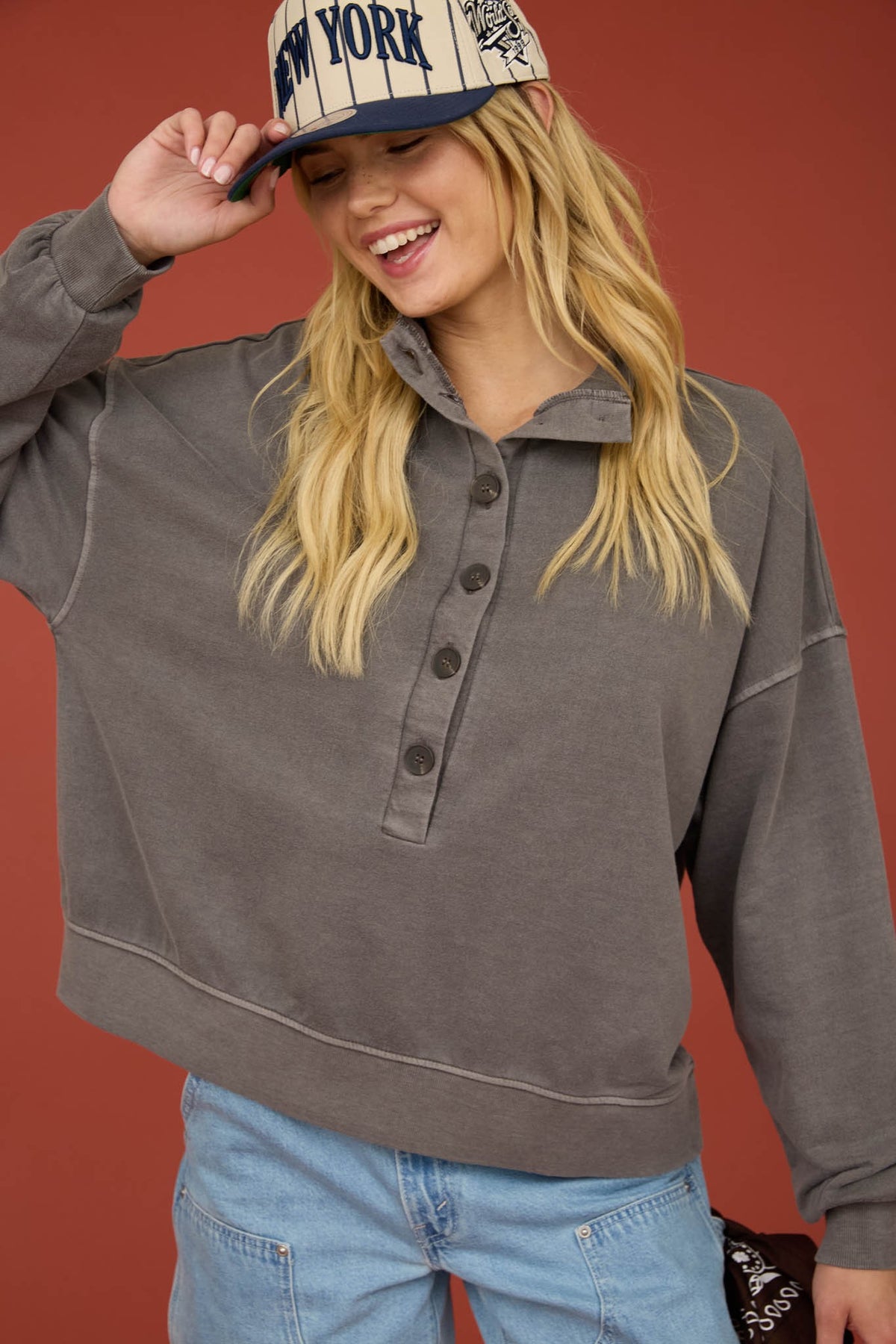 Palm Bay Mock Neck Henley Top