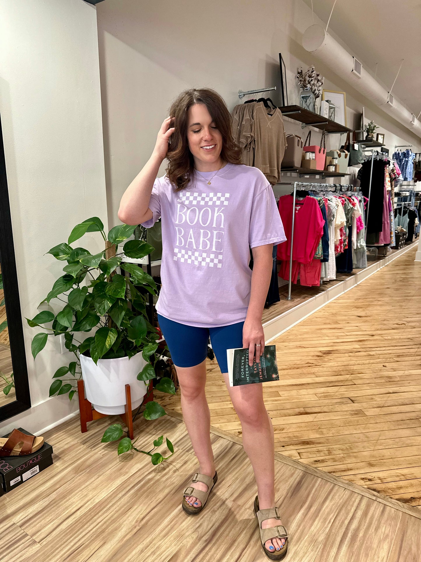 Checkered Book Babe Graphic Tee