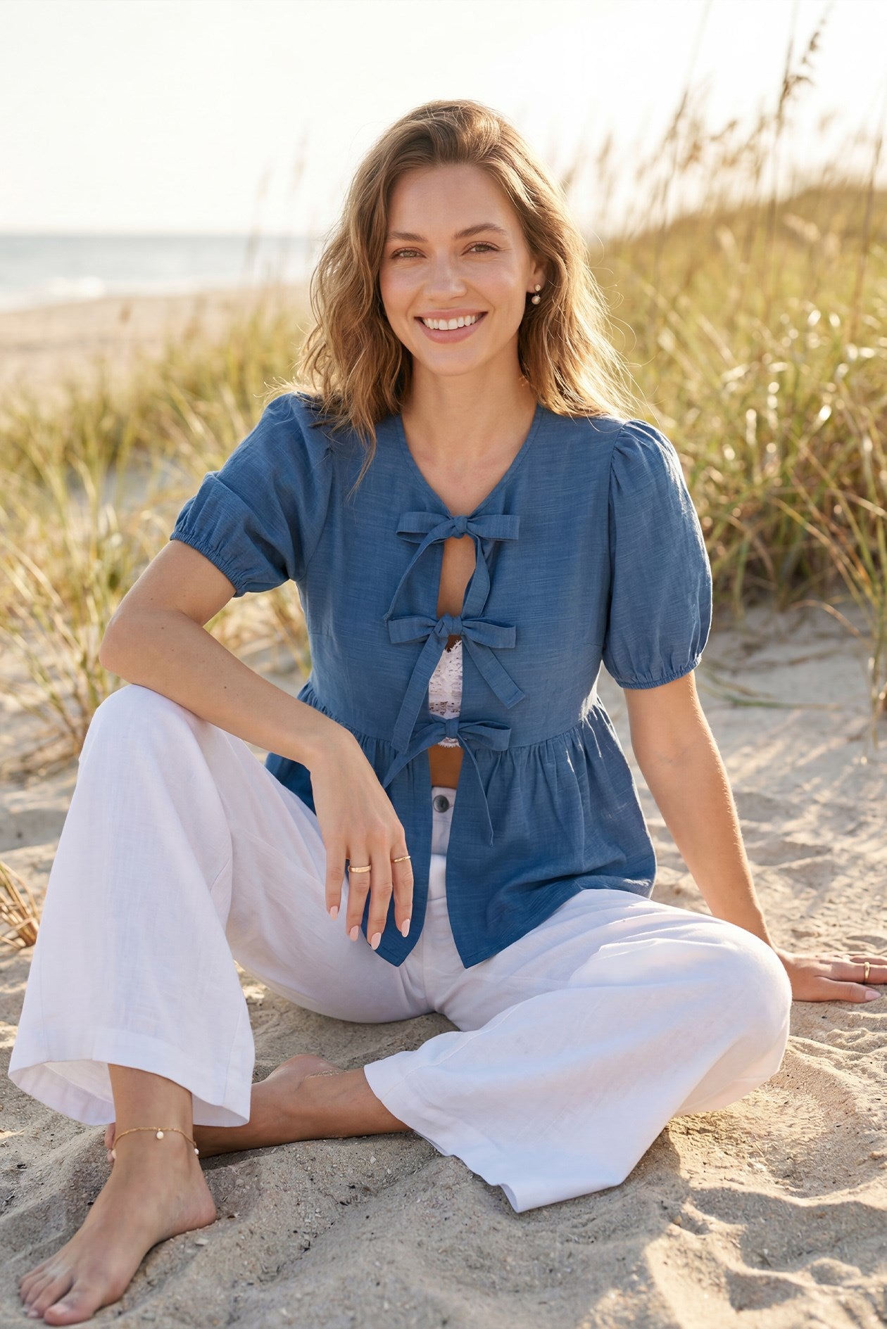Smyrna Tie Front Top