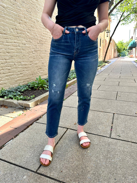 Risen Layne Mid-Rise Tapered Jeans