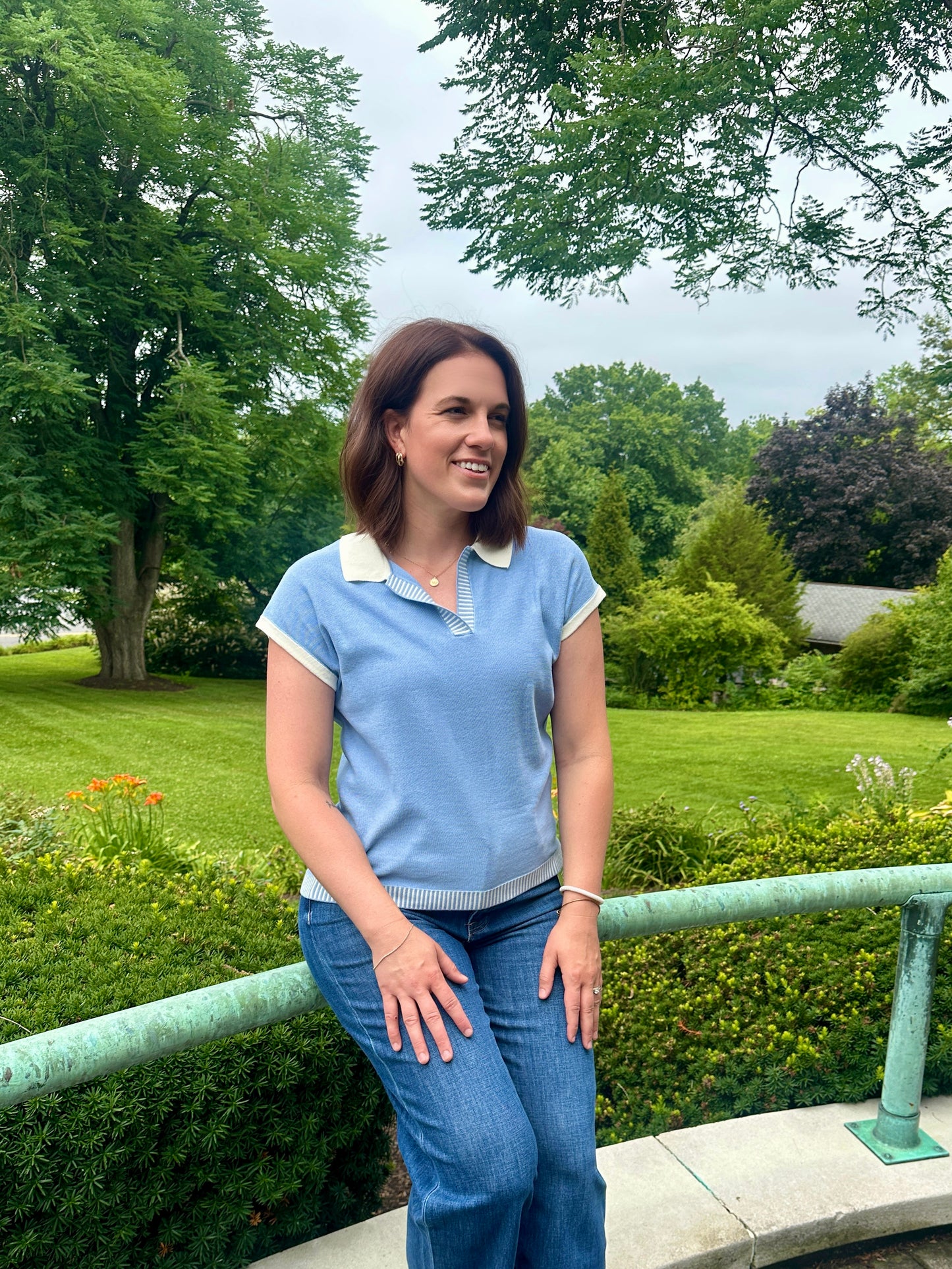 Charco Color Accent Collar Top