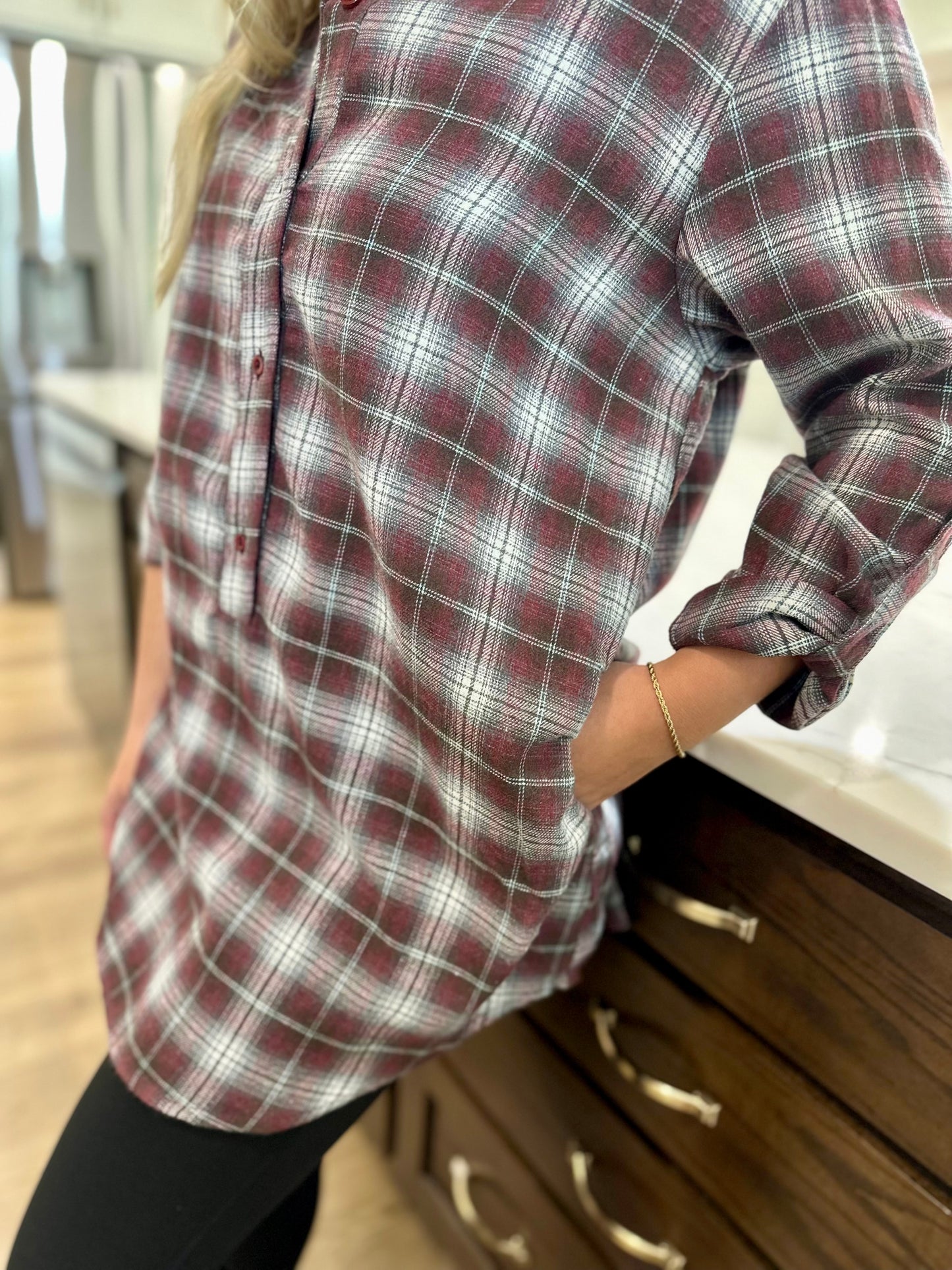 Sandy Springs Plaid Tunic Top