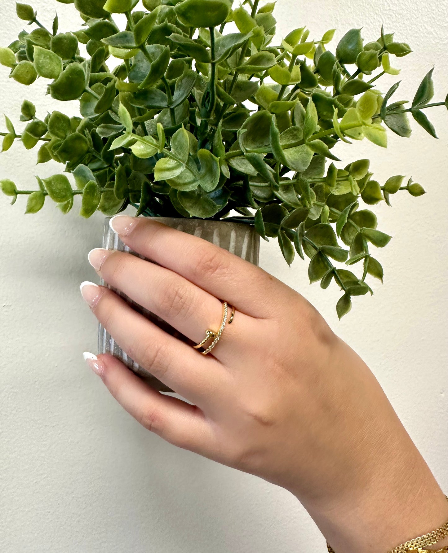 Pave Crystal Nail Open Ring