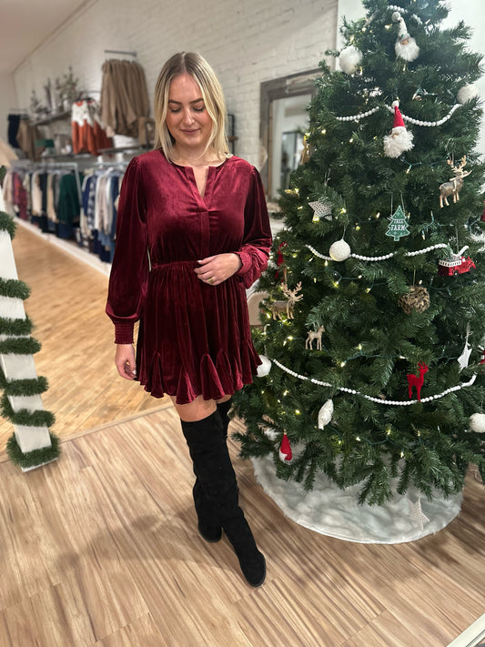 Plano Velvet Mini Dress