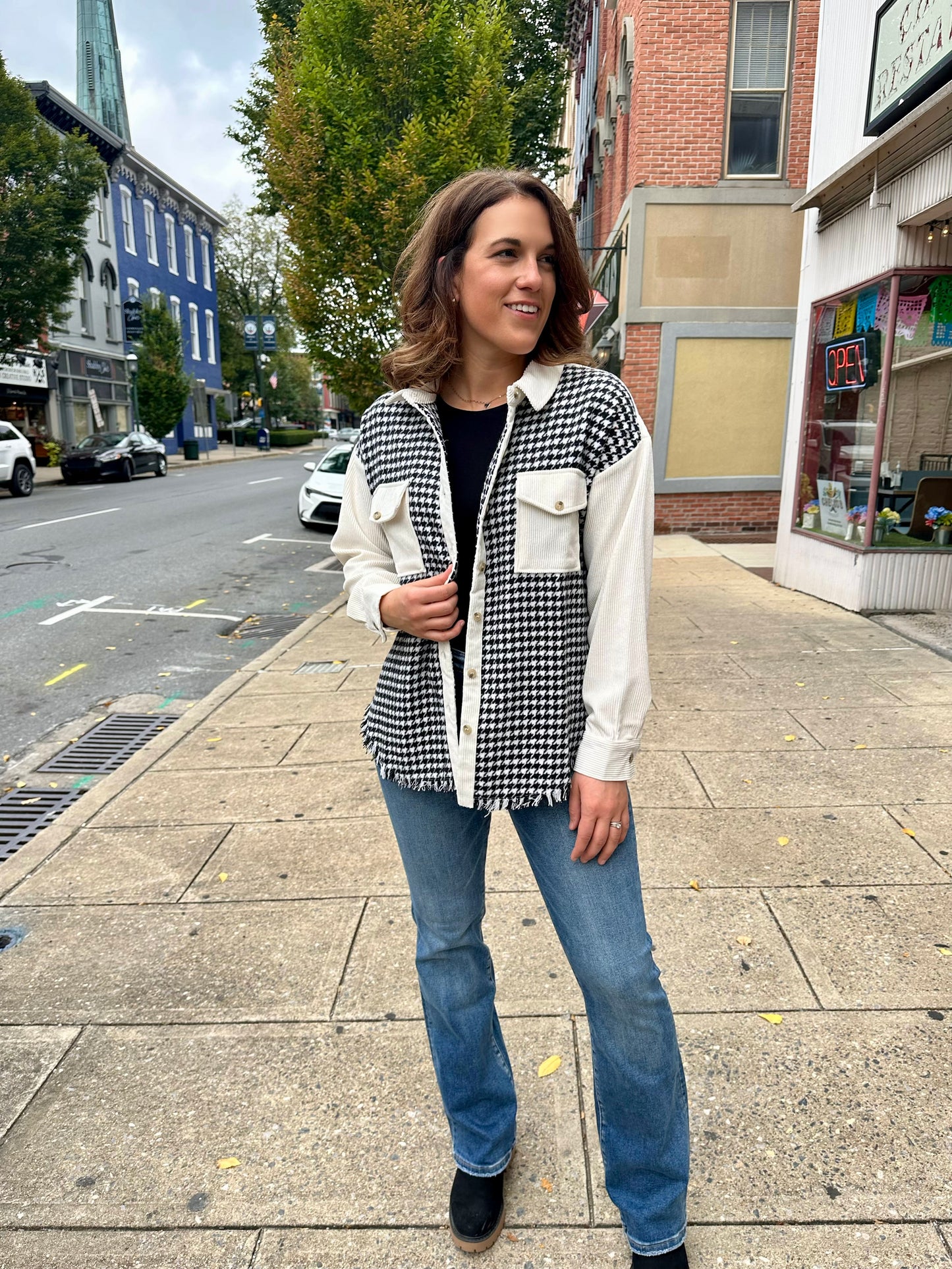 Longoria Houndstooth Shacket