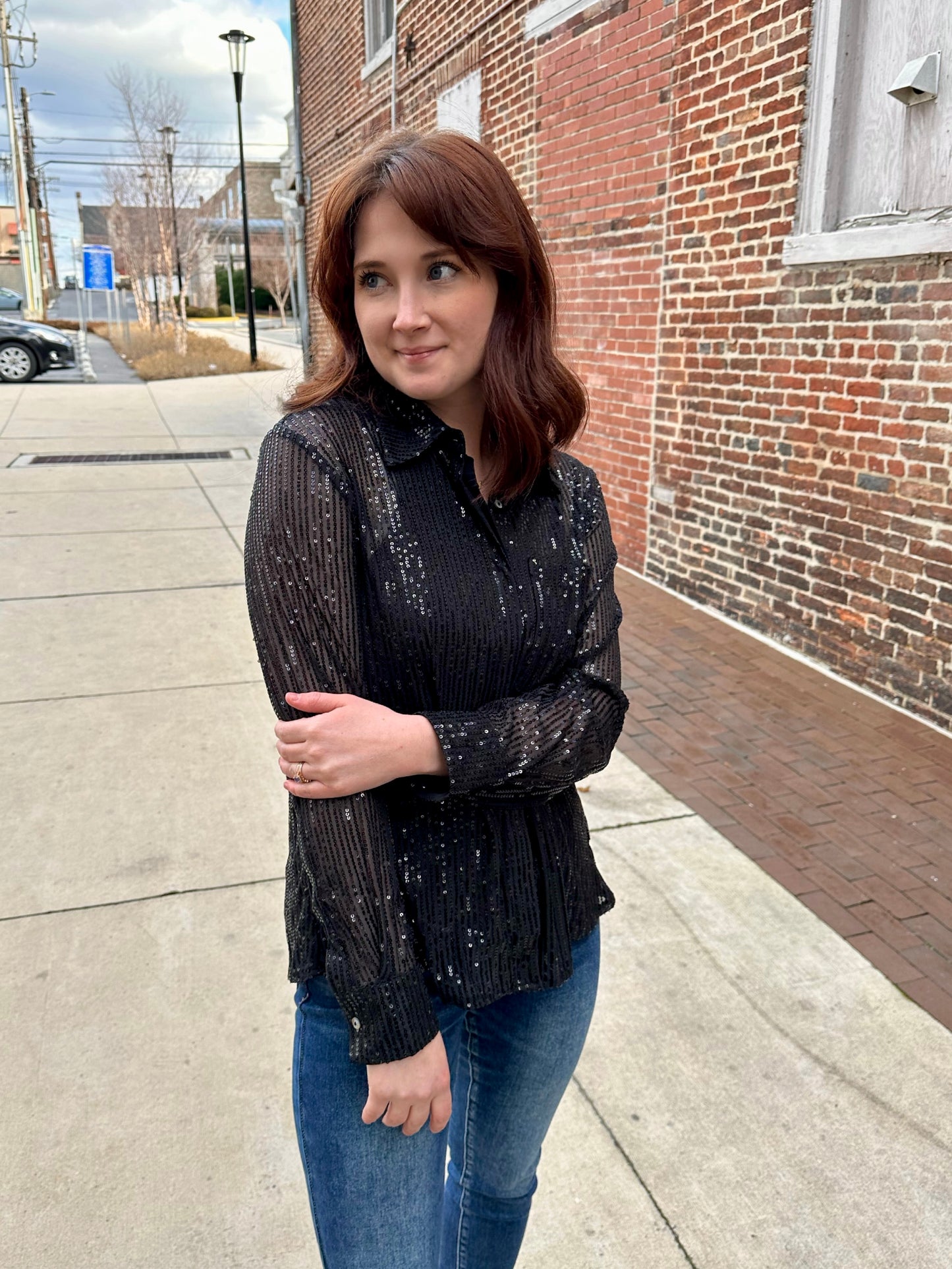 Ladson Sequin Button Down Shirt