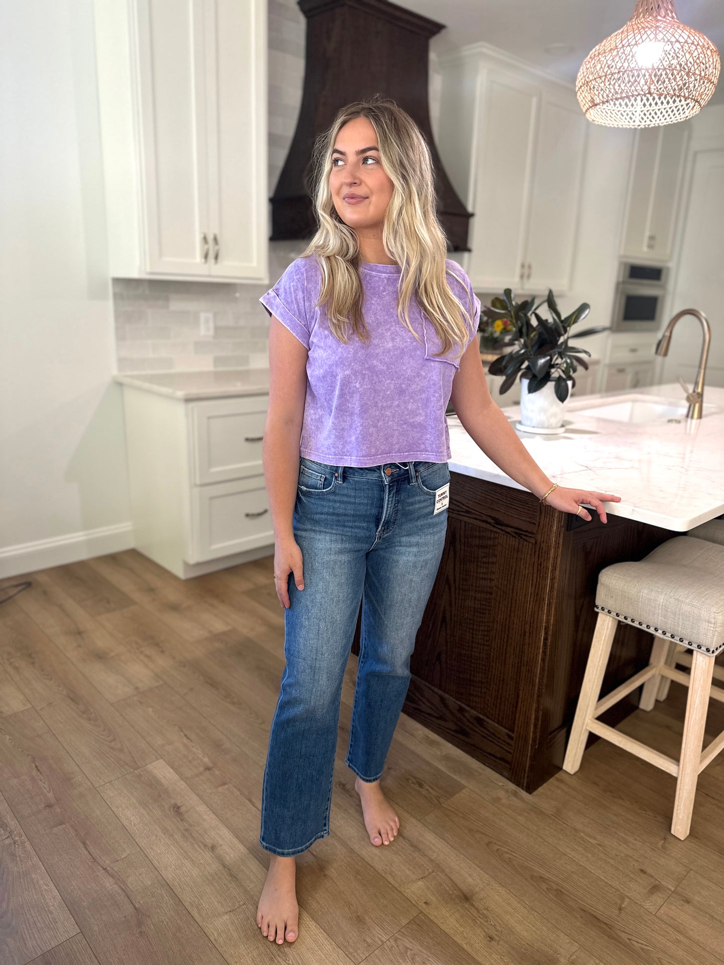 Risen Briar Tummy Control High Rise Straight Jeans