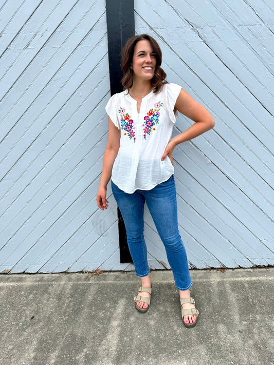 Pioche Floral Embroidery Top