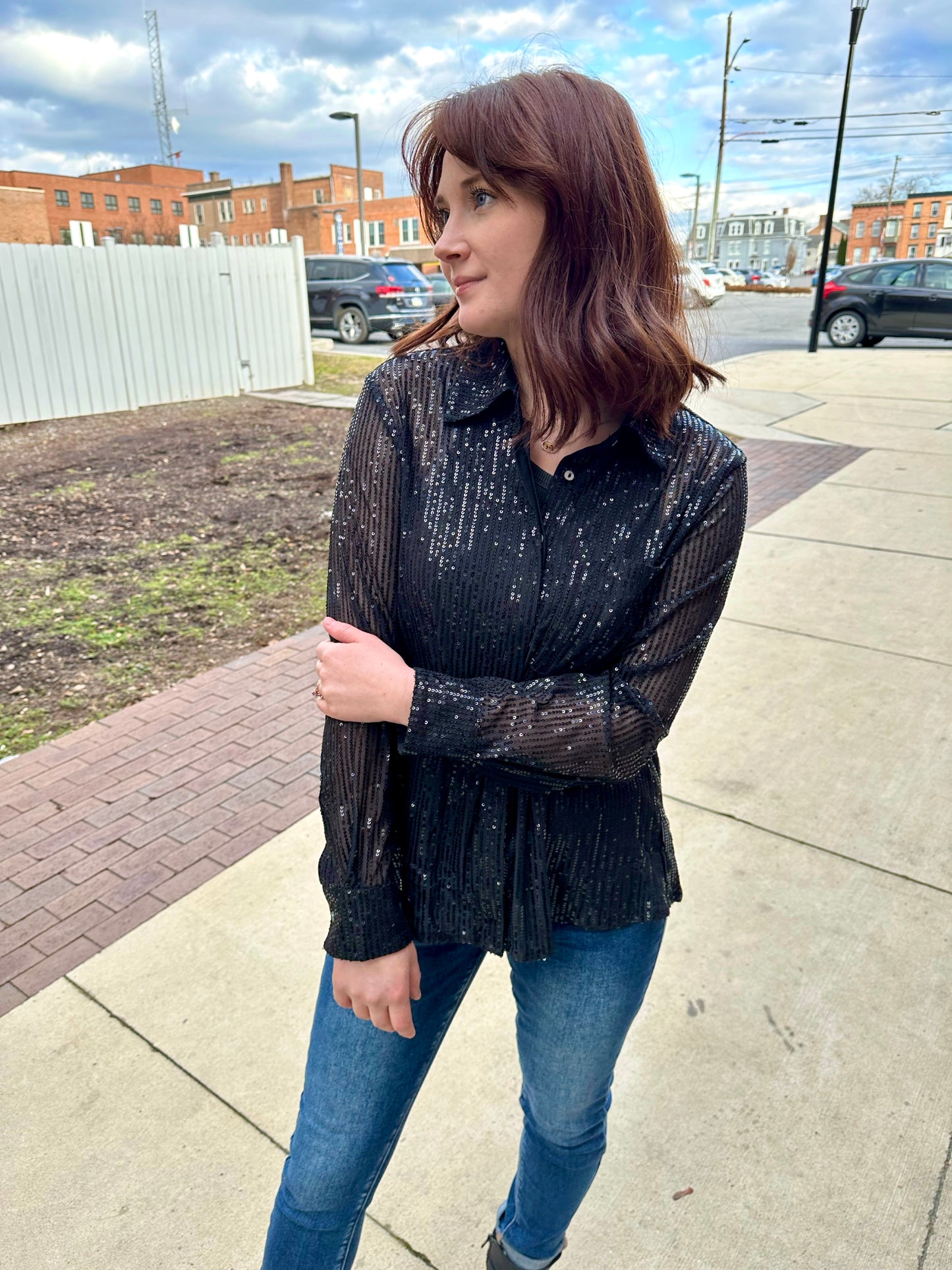 Ladson Sequin Button Down Shirt