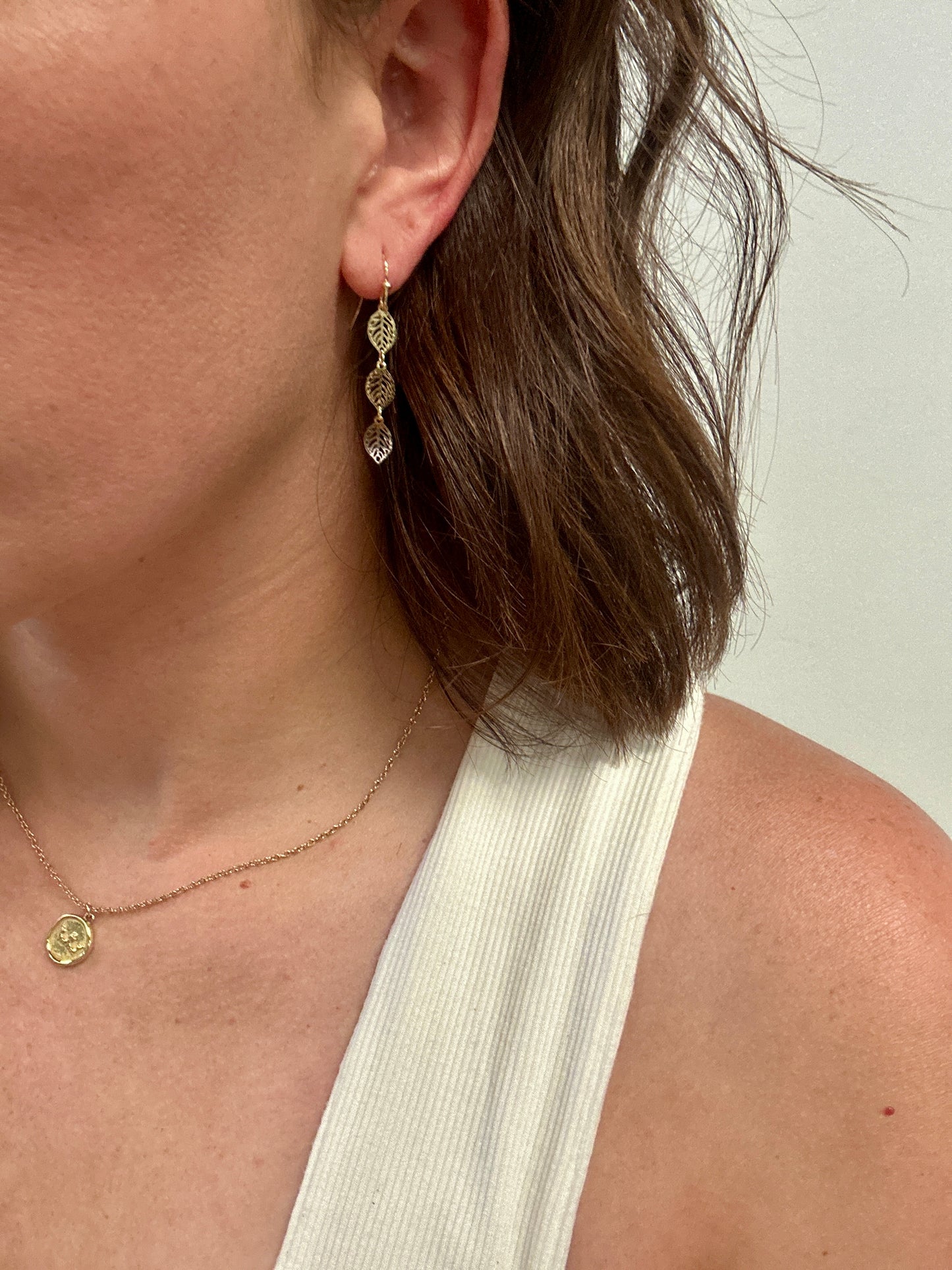 Linear Filigree Leaf Earrings