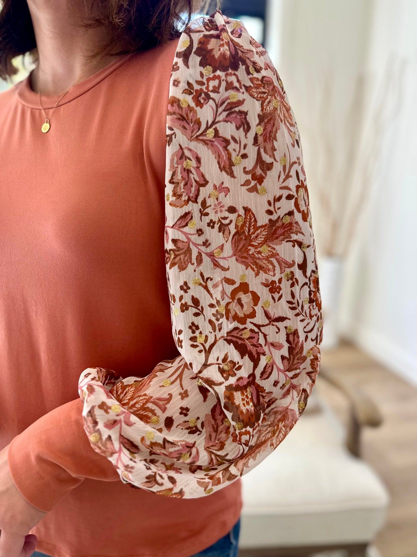 Green Bay Printed Sleeve Top