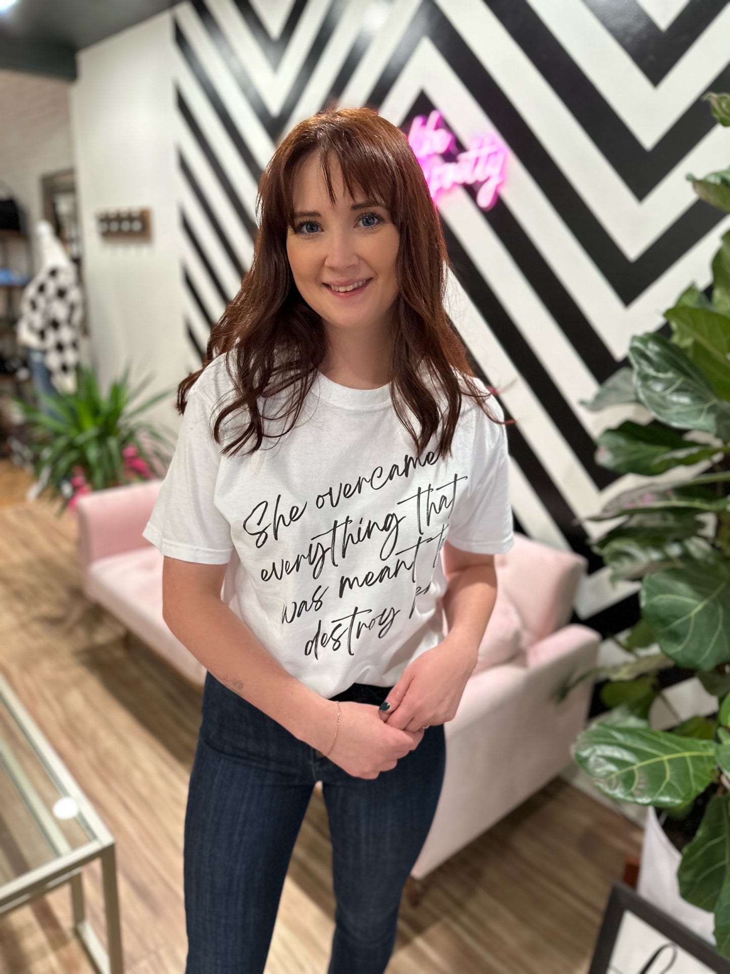 She Overcame Everything Oversized Graphic Tee