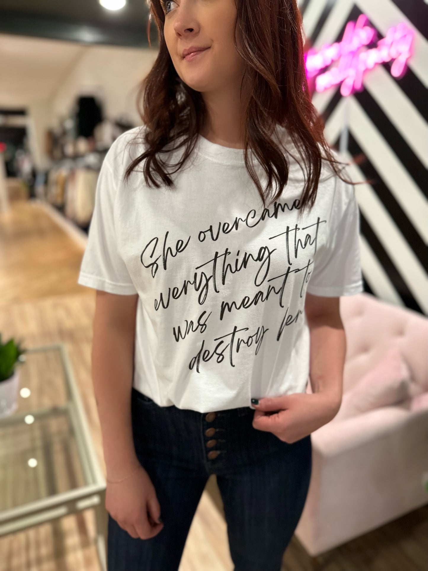 She Overcame Everything Oversized Graphic Tee