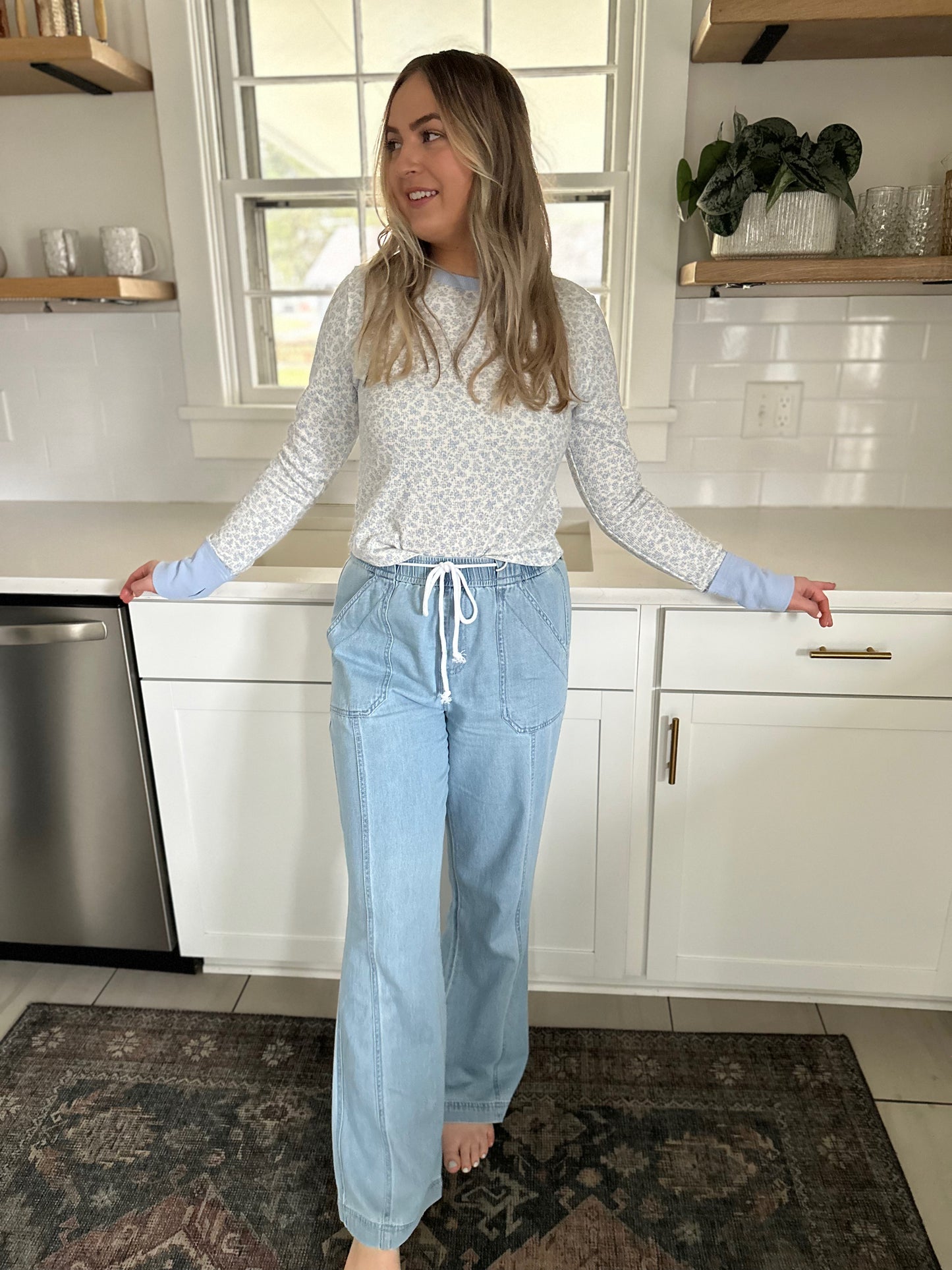 Funkley Risen High Rise Wide Leg Pull On Jeans