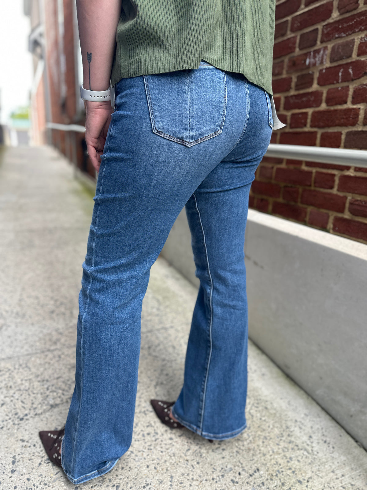 Risen Madison Tummy Control Mid Rise Flare Jeans