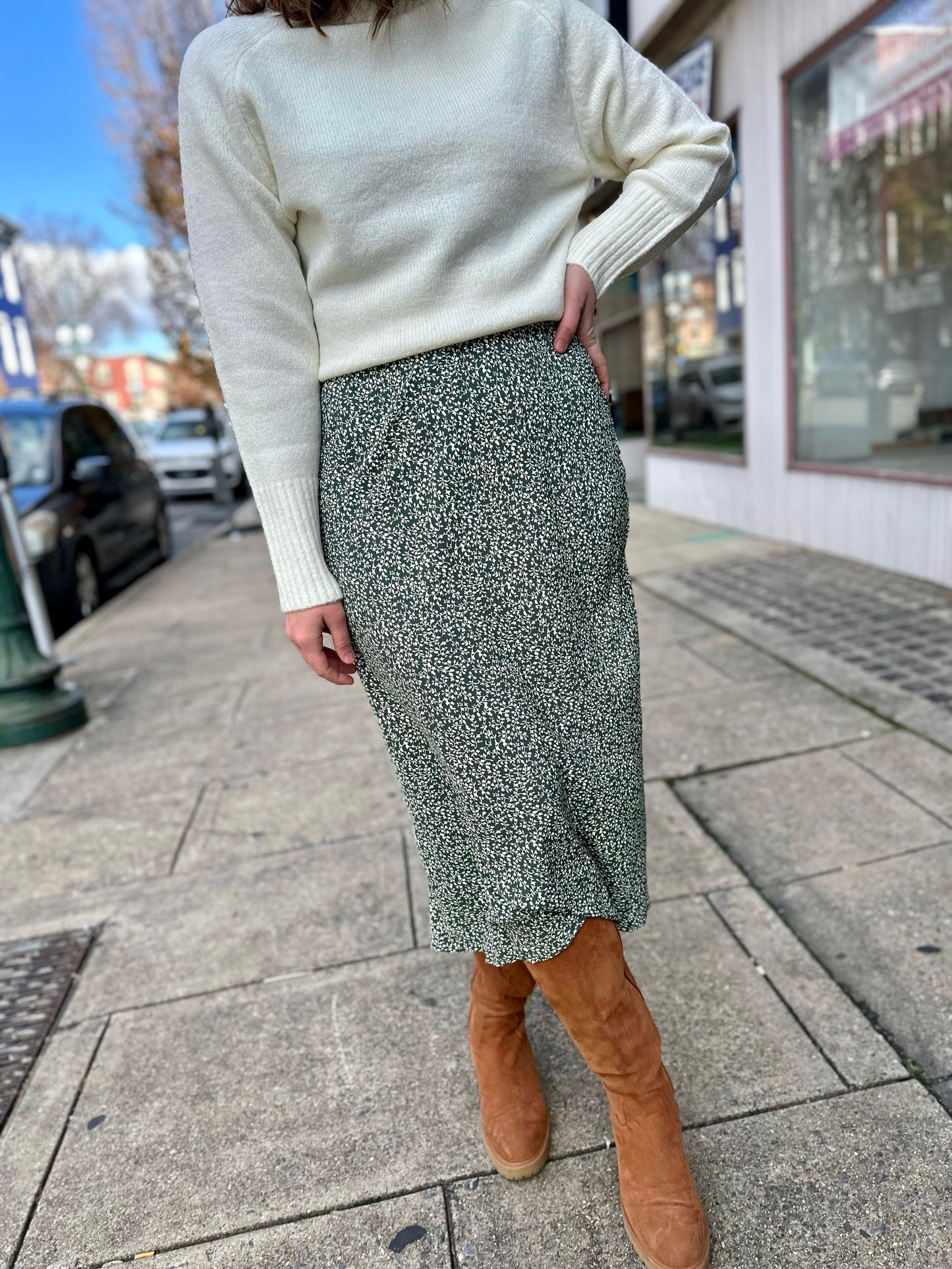 Electric City Print Midi Skirt