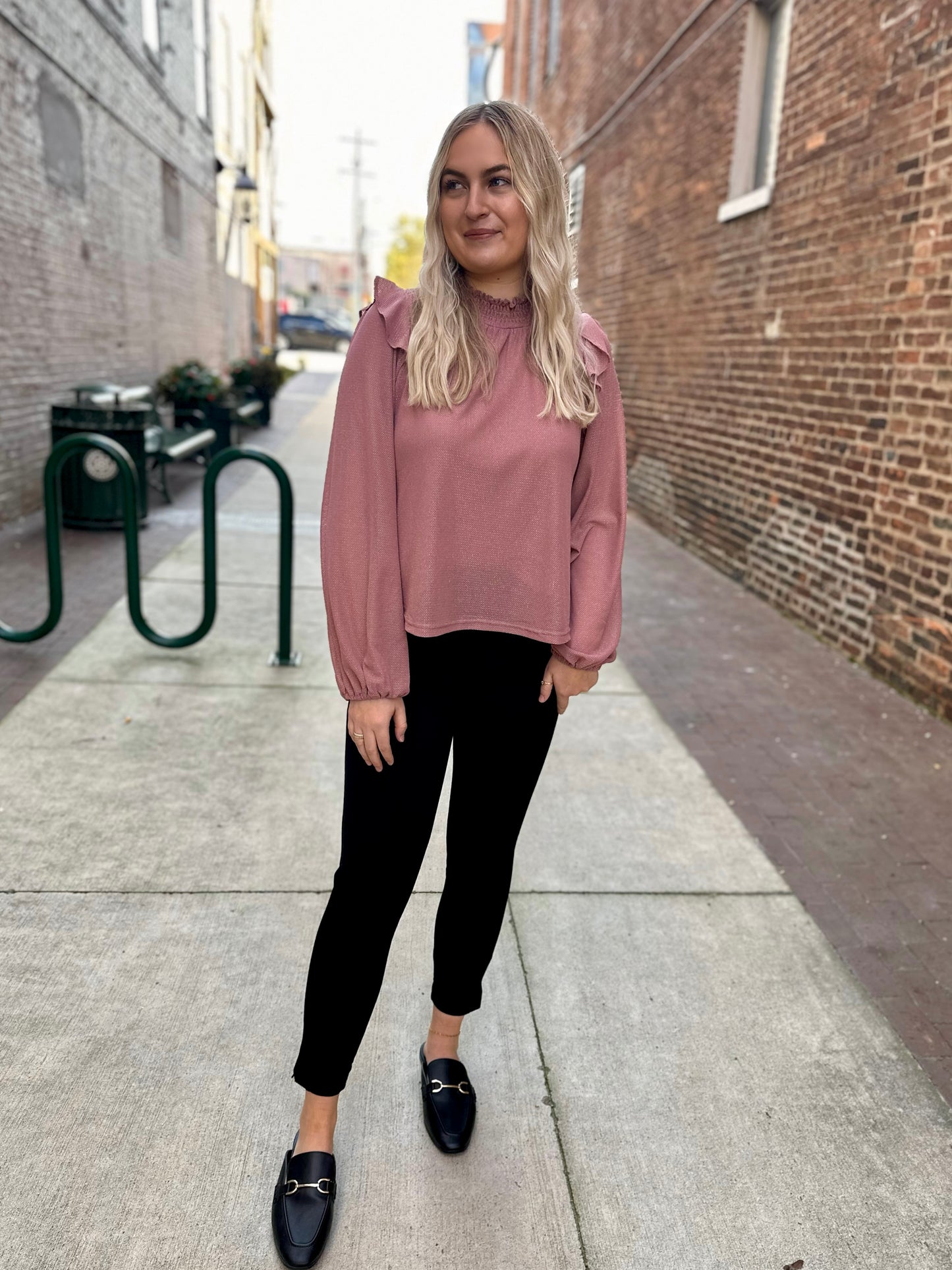 Bivins Mesh Ruffle Top