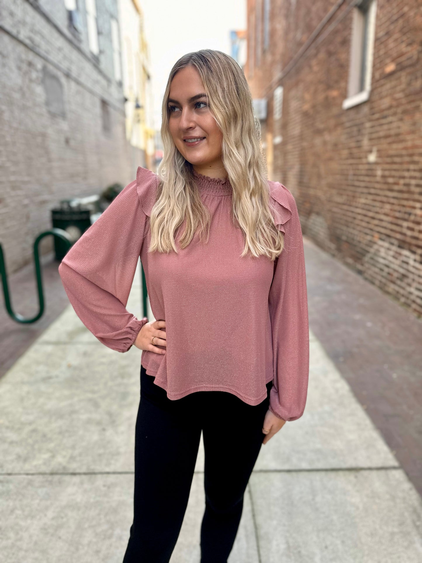Bivins Mesh Ruffle Top