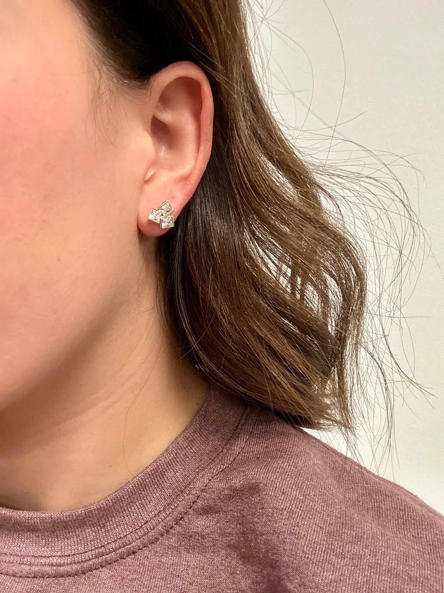 Cluster Pave Baguette Square Studs