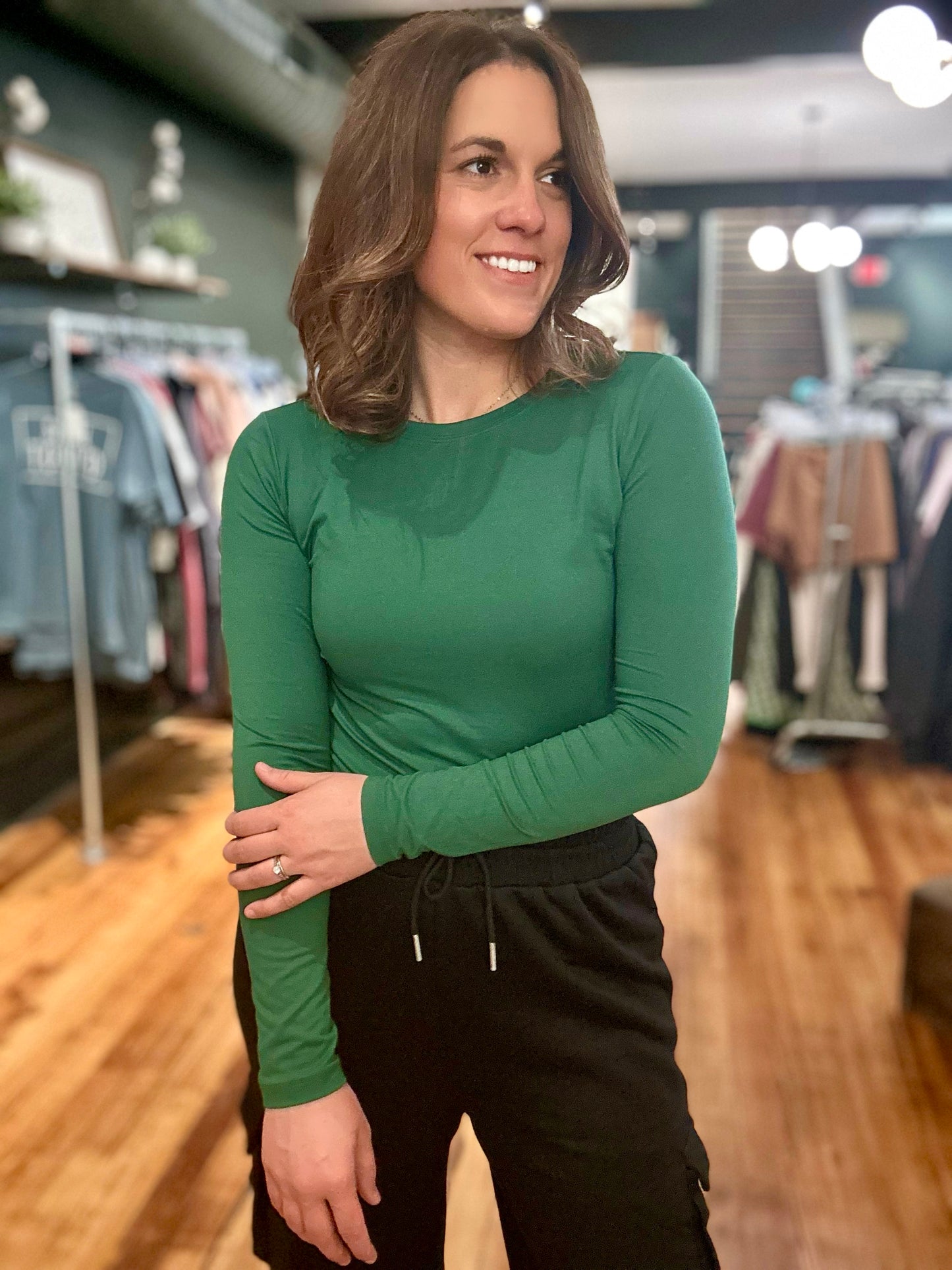 Peyton Microfiber Round Neck Long Sleeve Top