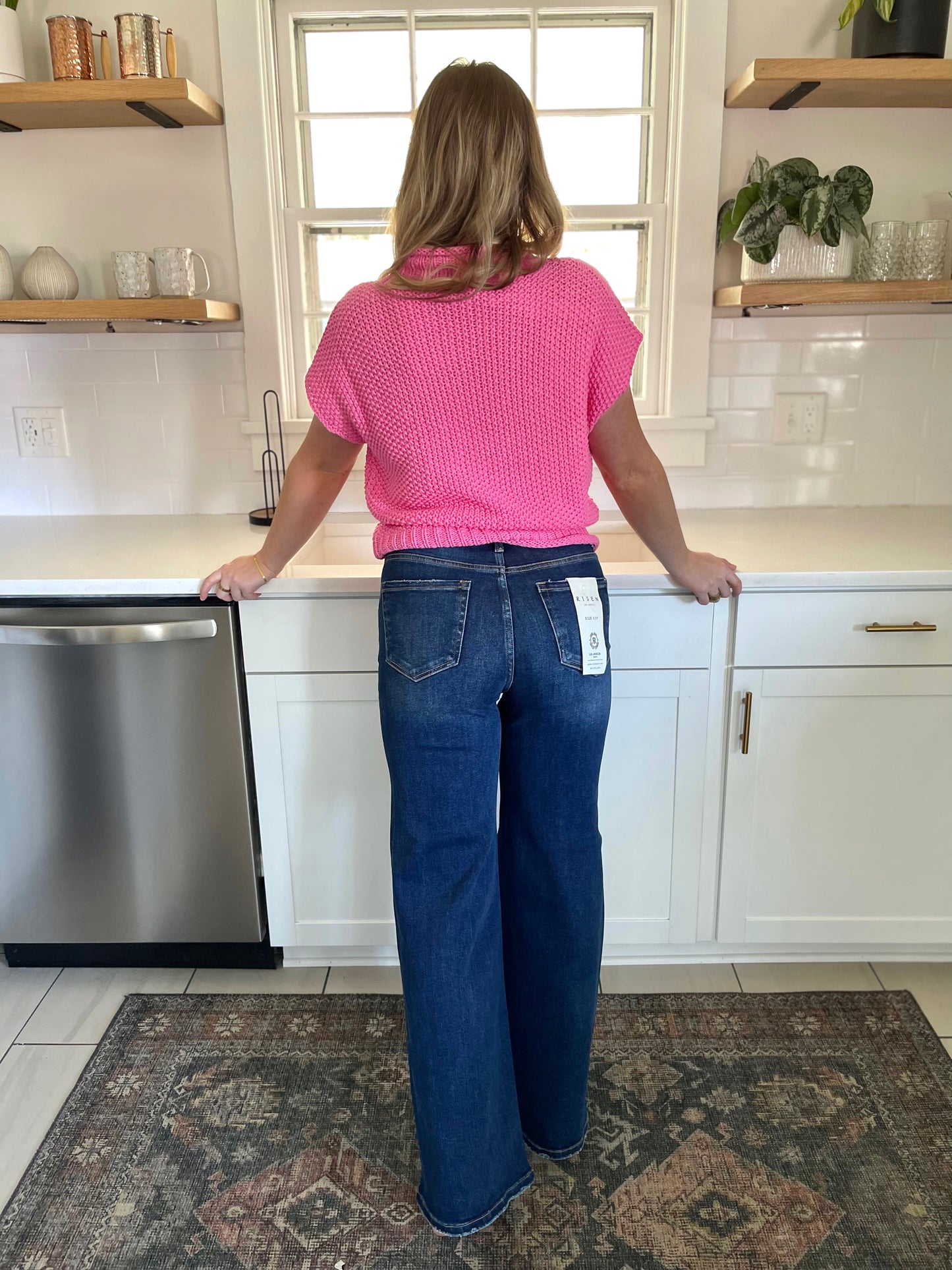 Risen Sugarloaf High Rise Distressed Wide Leg Jeans