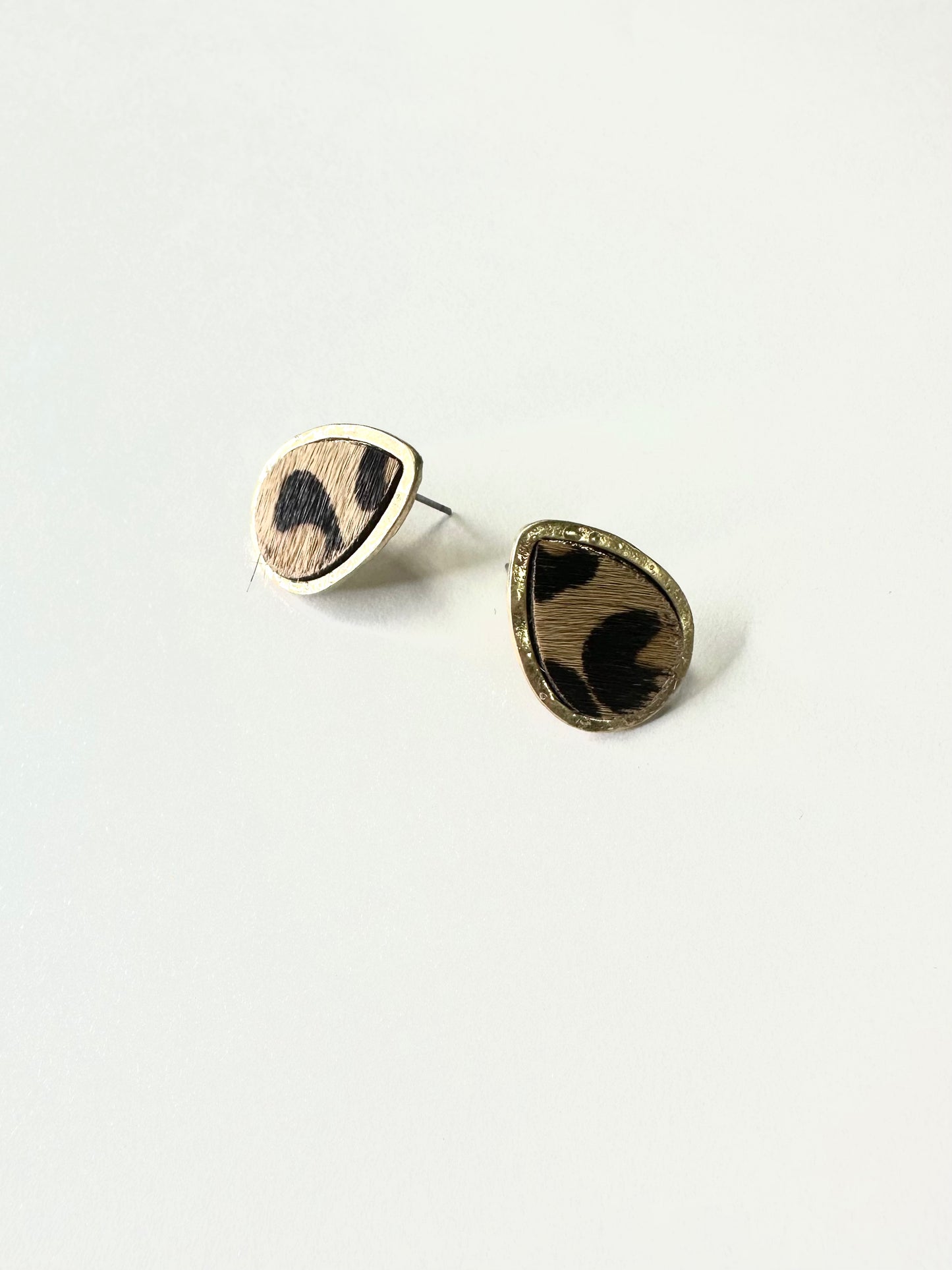 Leopard Cowhide Teardrop Studs