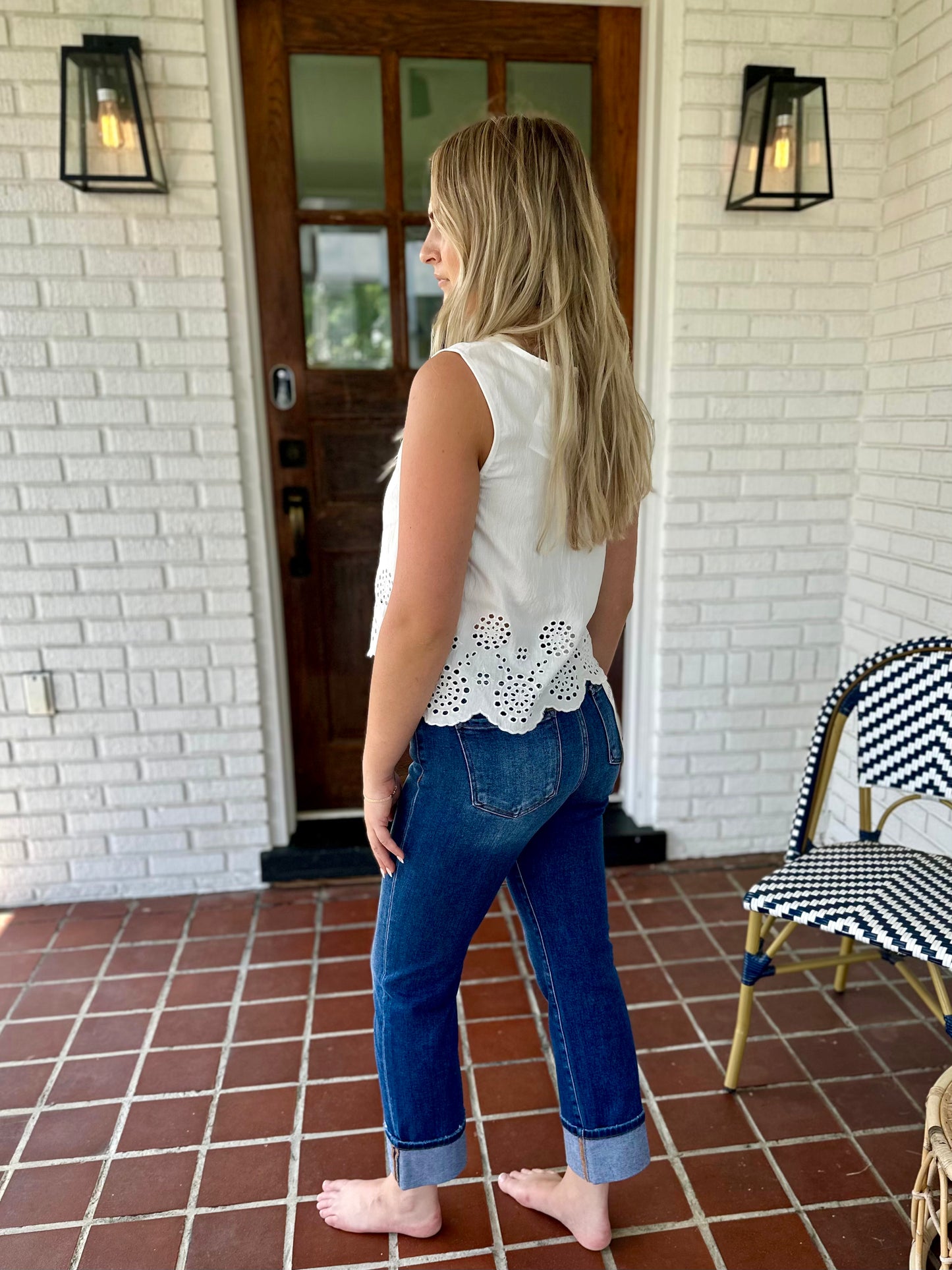 Daniels Risen High Rise Ankle Straight Cuffed Jeans