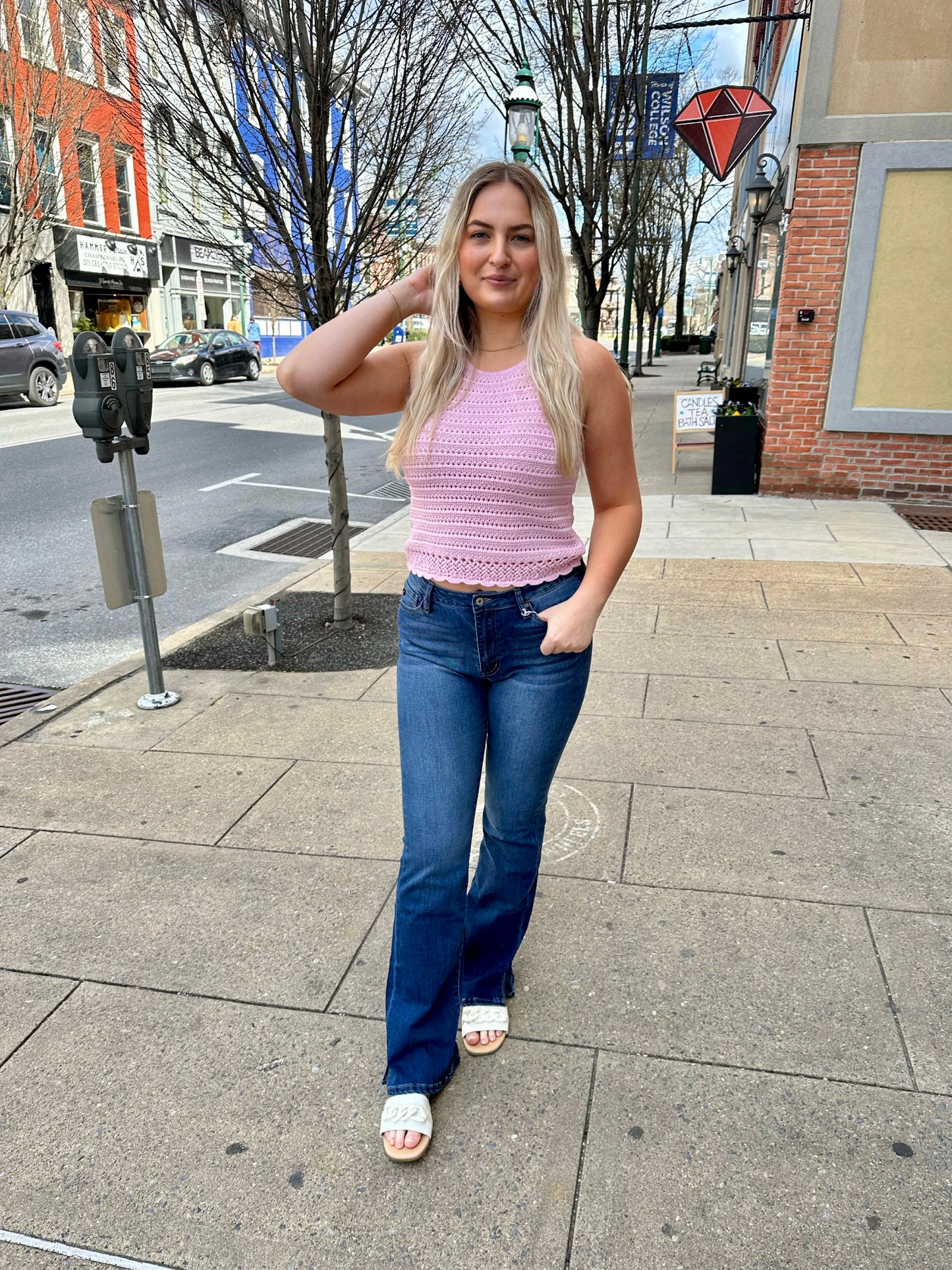 Kancan Natalie High Rise Side Slit Bootcut Jeans