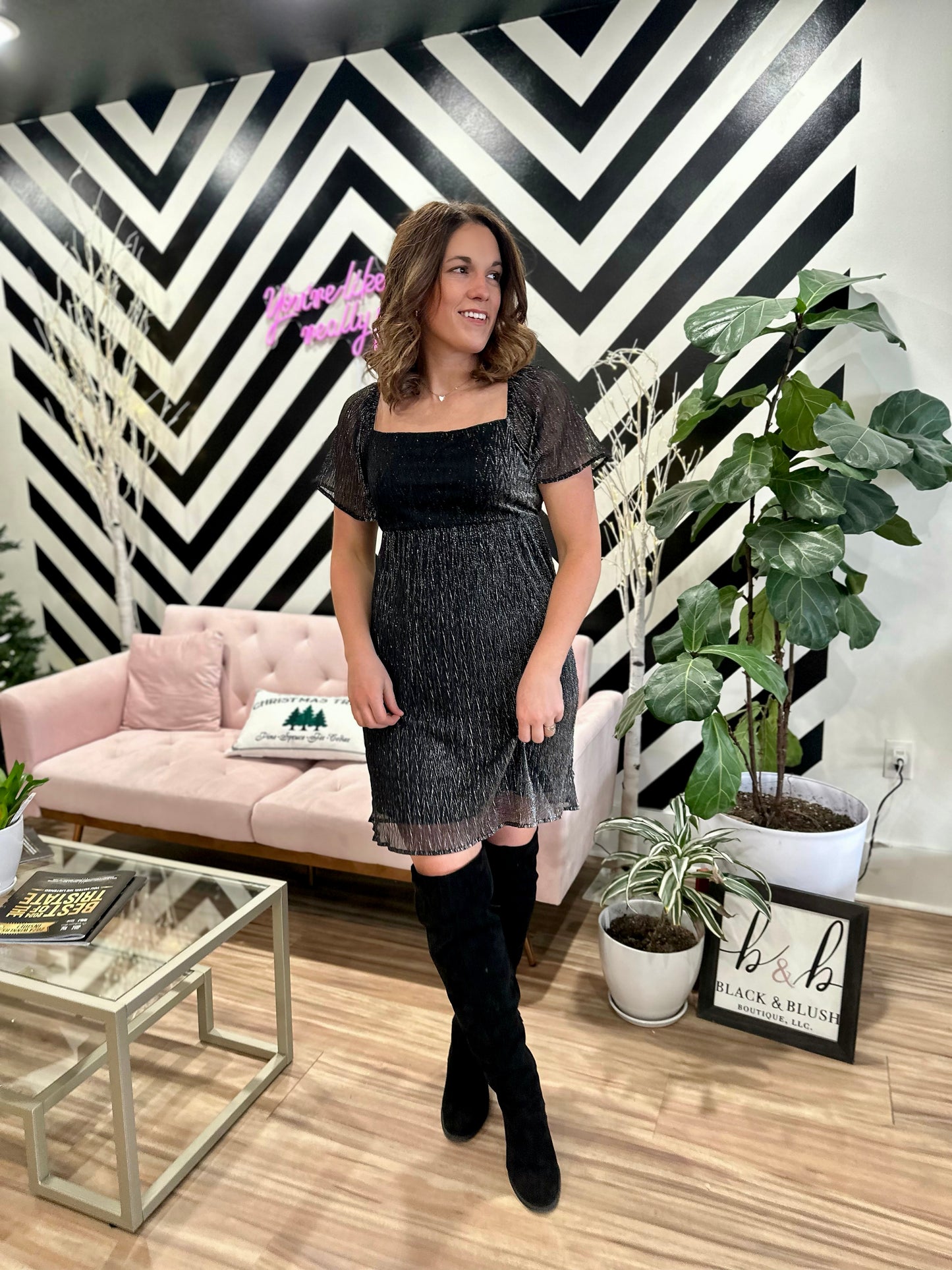Silver Shimmer Textured Lurex Dress