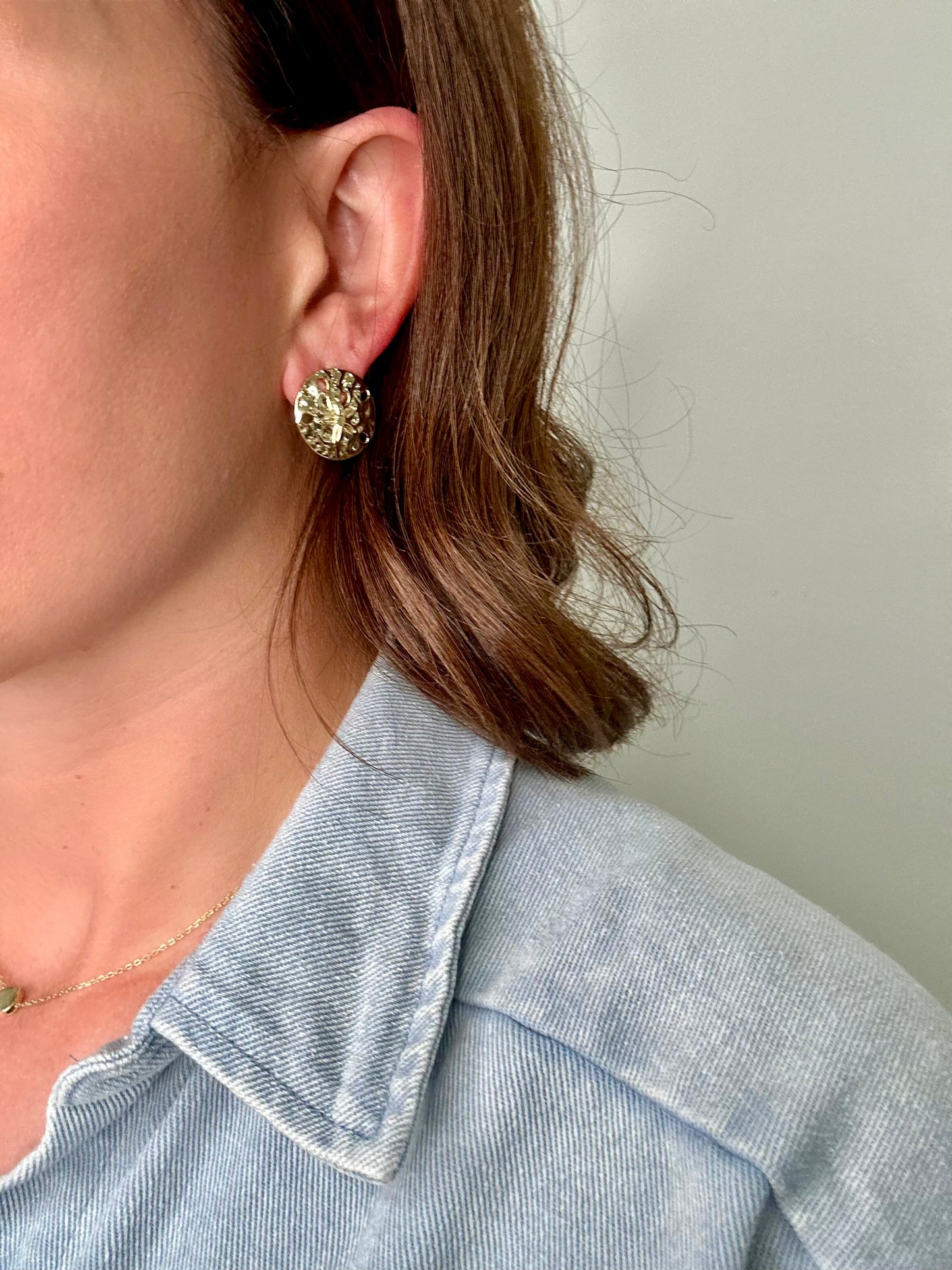 Round Sand Dollar Earrings