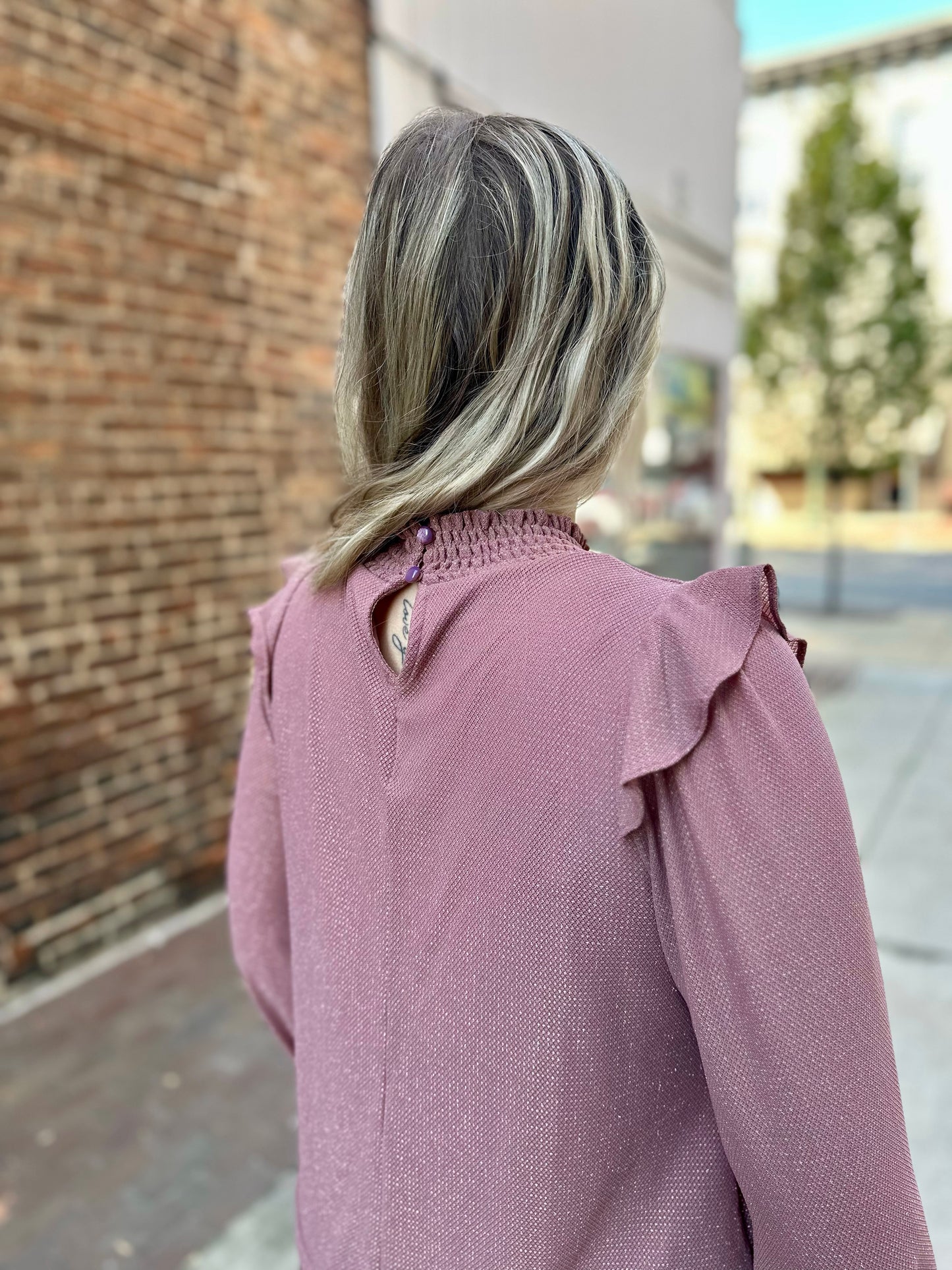Bivins Mesh Ruffle Top