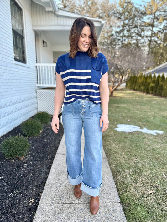 Risen Denae High Rise Ankle Wide Leg Jeans