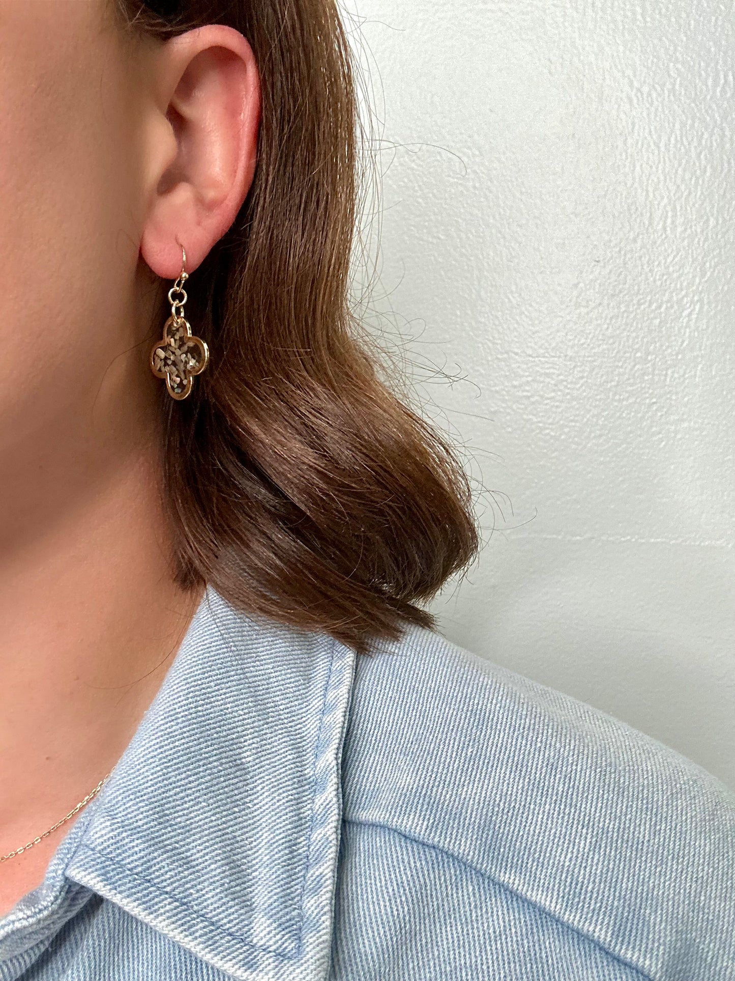 Clover Abalone Dangle Earrings