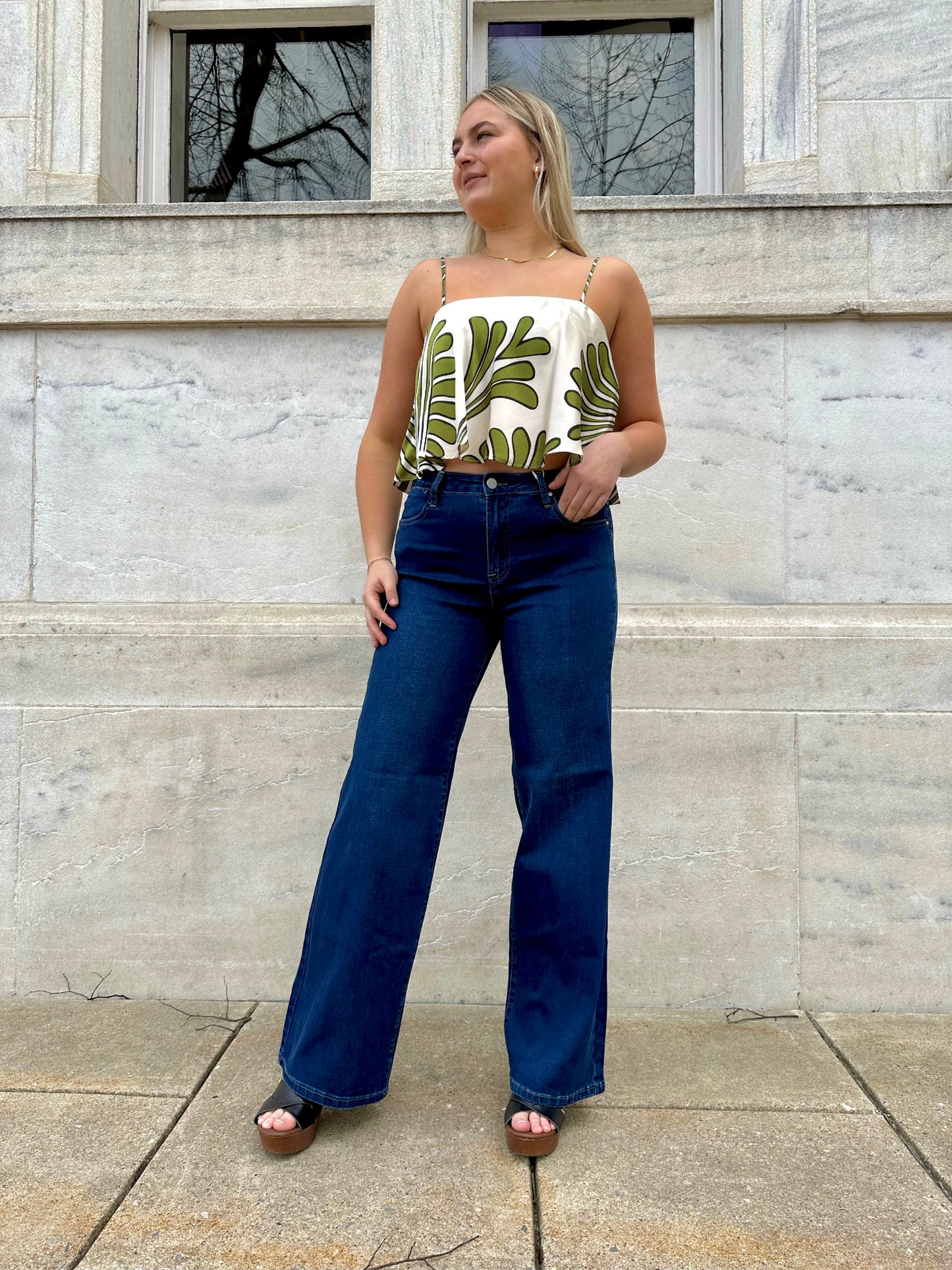 Galloway Mid Rise Wide Leg Jeans