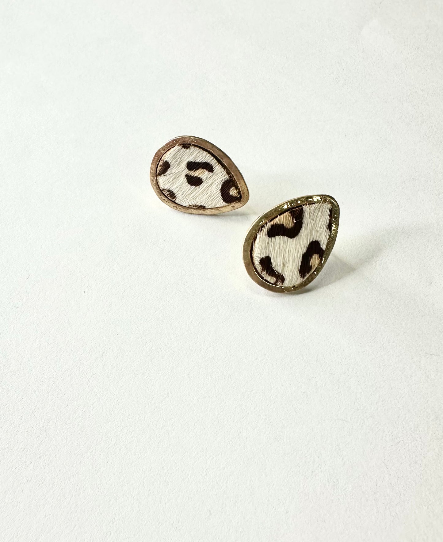 Leopard Cowhide Teardrop Studs