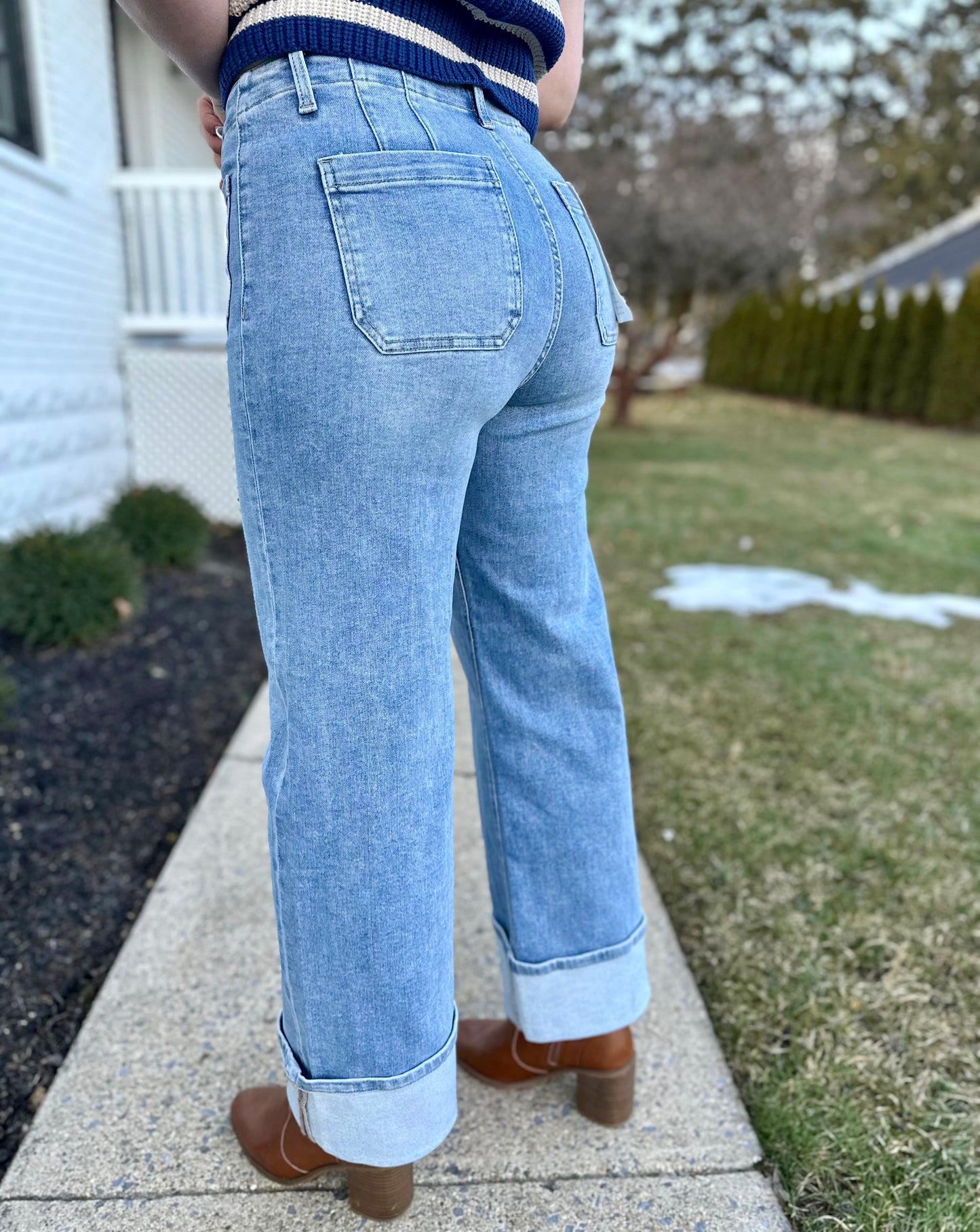 Risen Denae High Rise Ankle Wide Leg Jeans