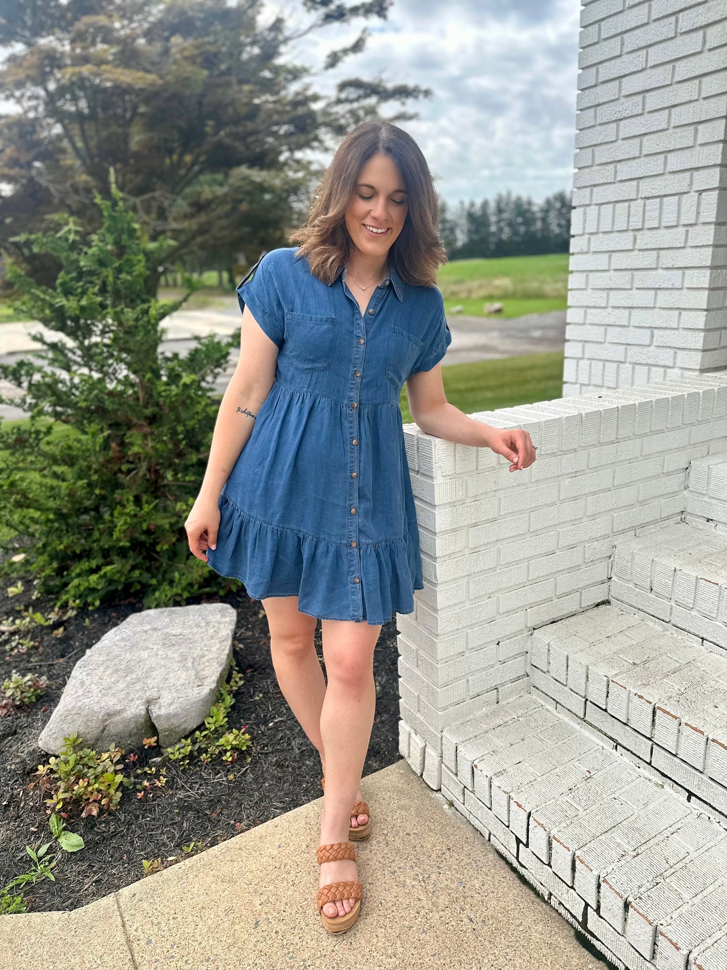 Cleves Tiered Chambray Dress