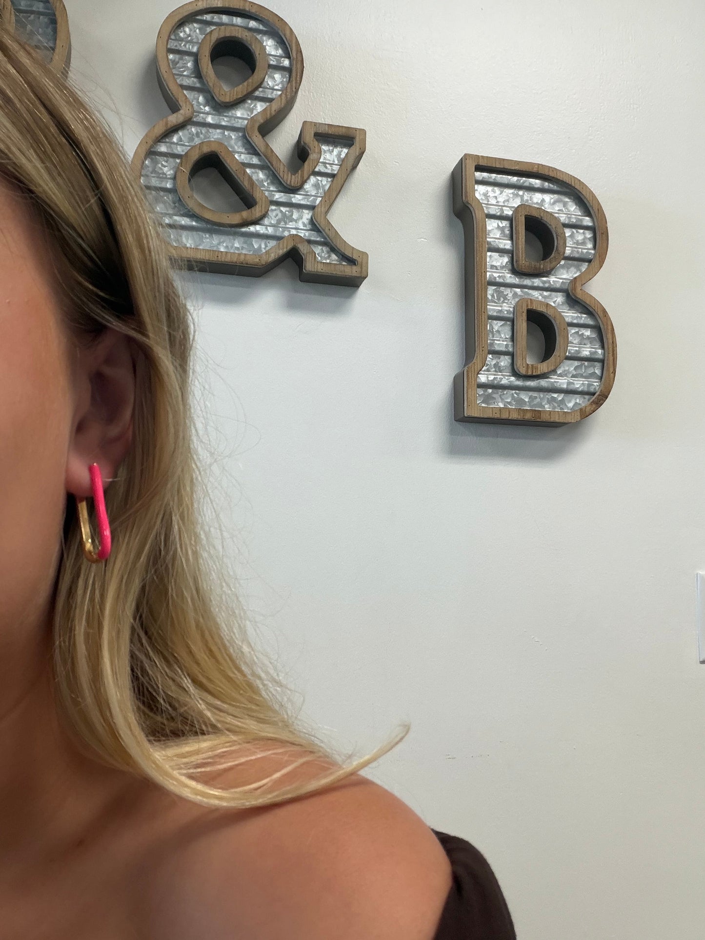 Half Color Oval Huggie Hoops
