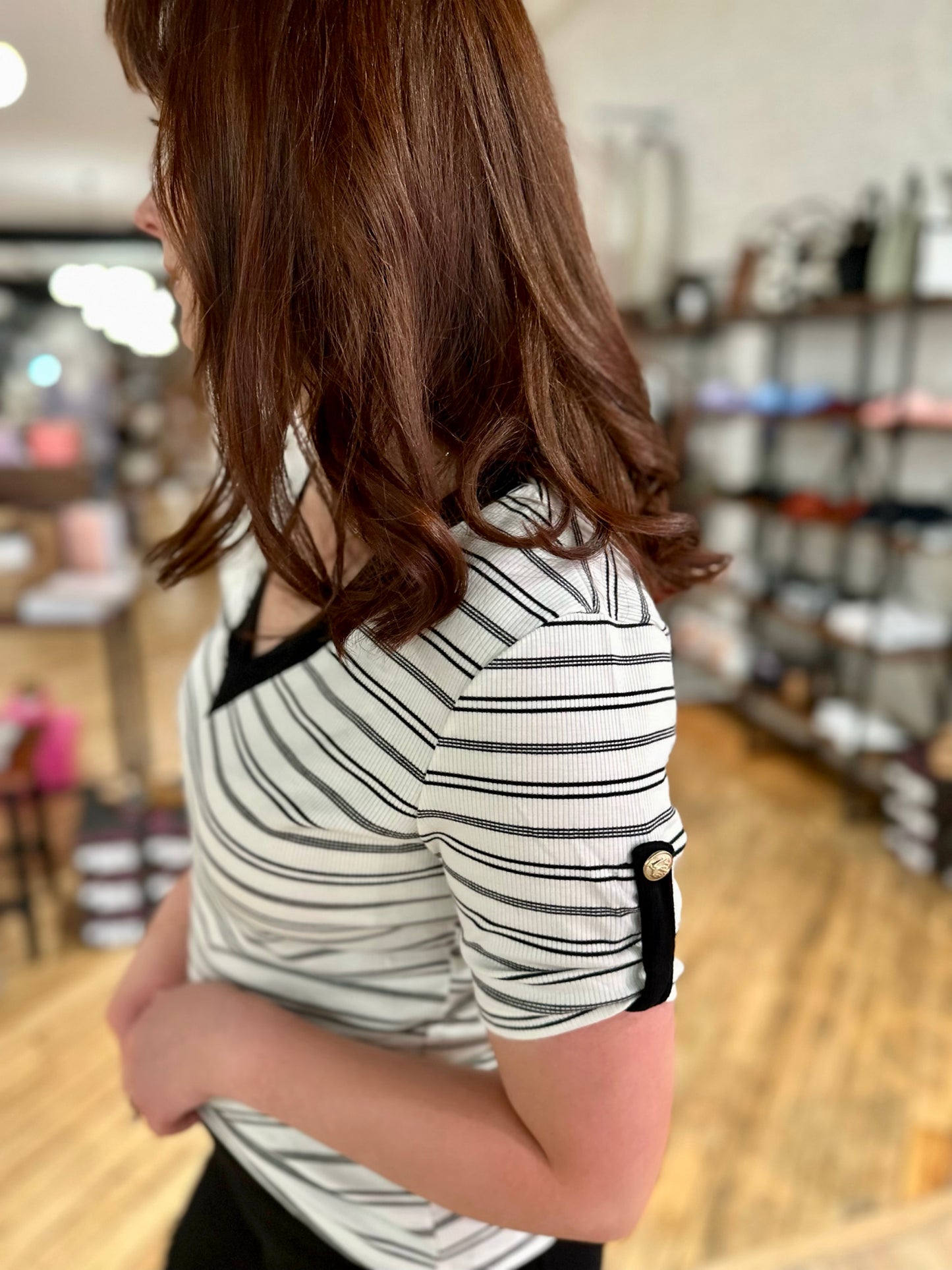 Fresno Striped Vneck Top