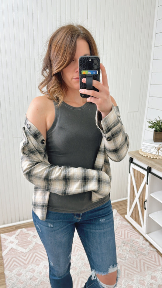 Pay Attention Ribbed Tank Top