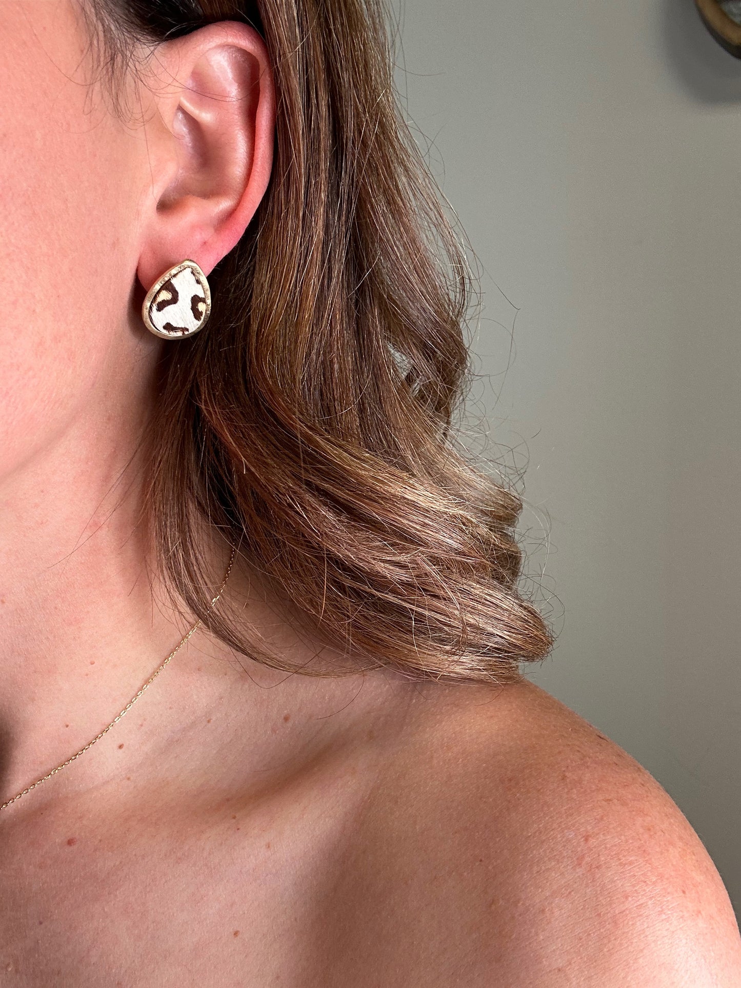 Leopard Cowhide Teardrop Studs